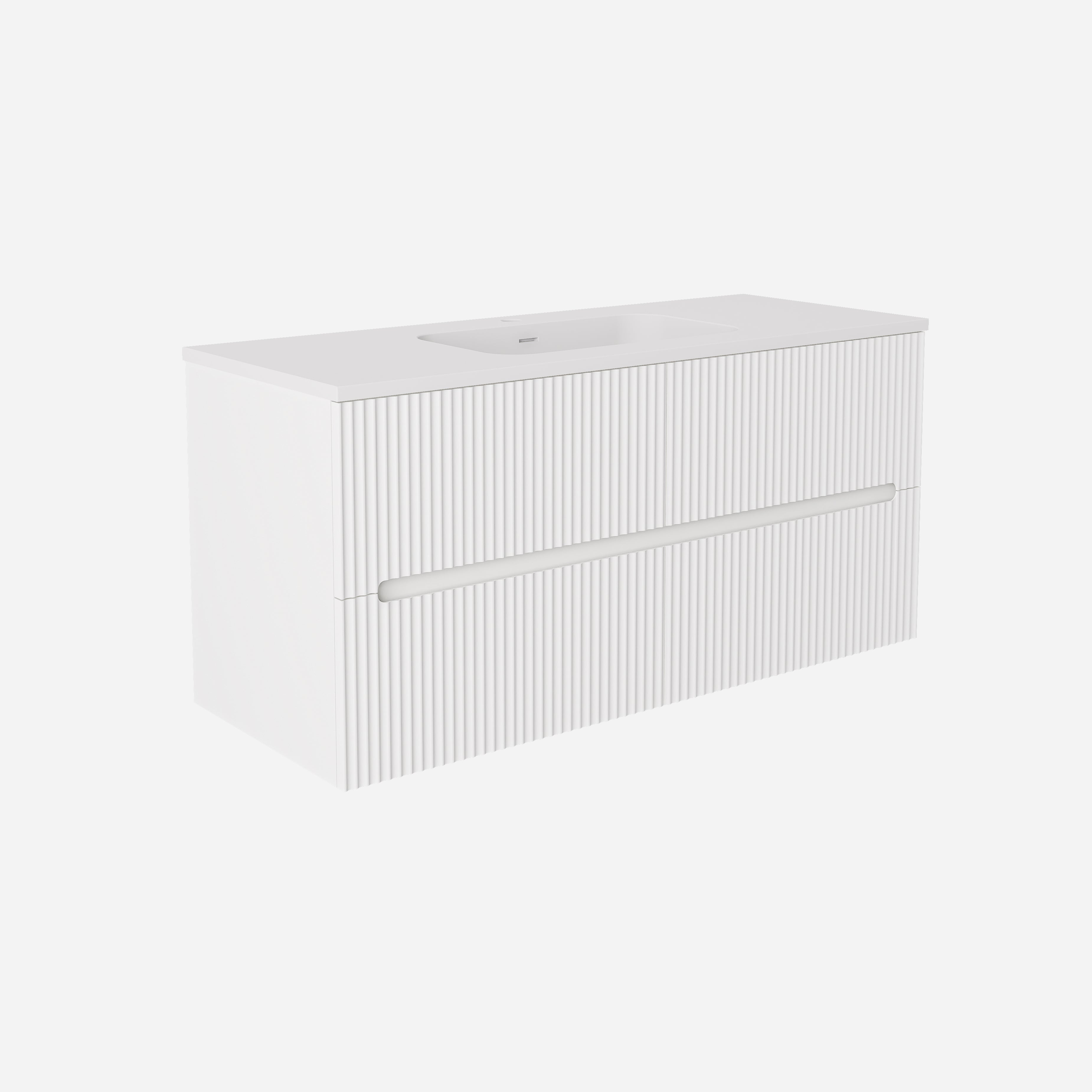 Cabarita Modern Fluted Wall Hung PVC Cabinet Matte White