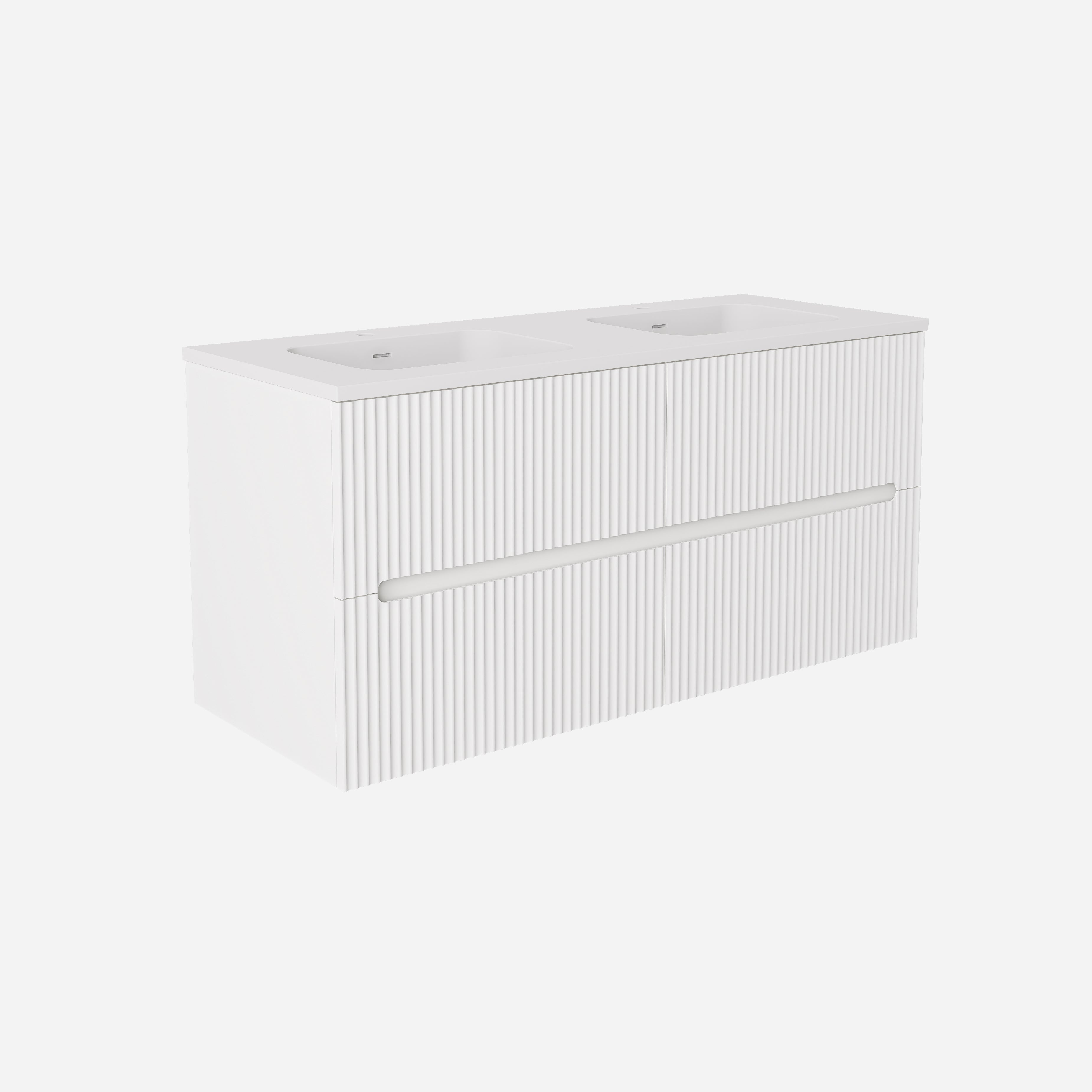 Cabarita Modern Fluted Wall Hung PVC Cabinet Matte White