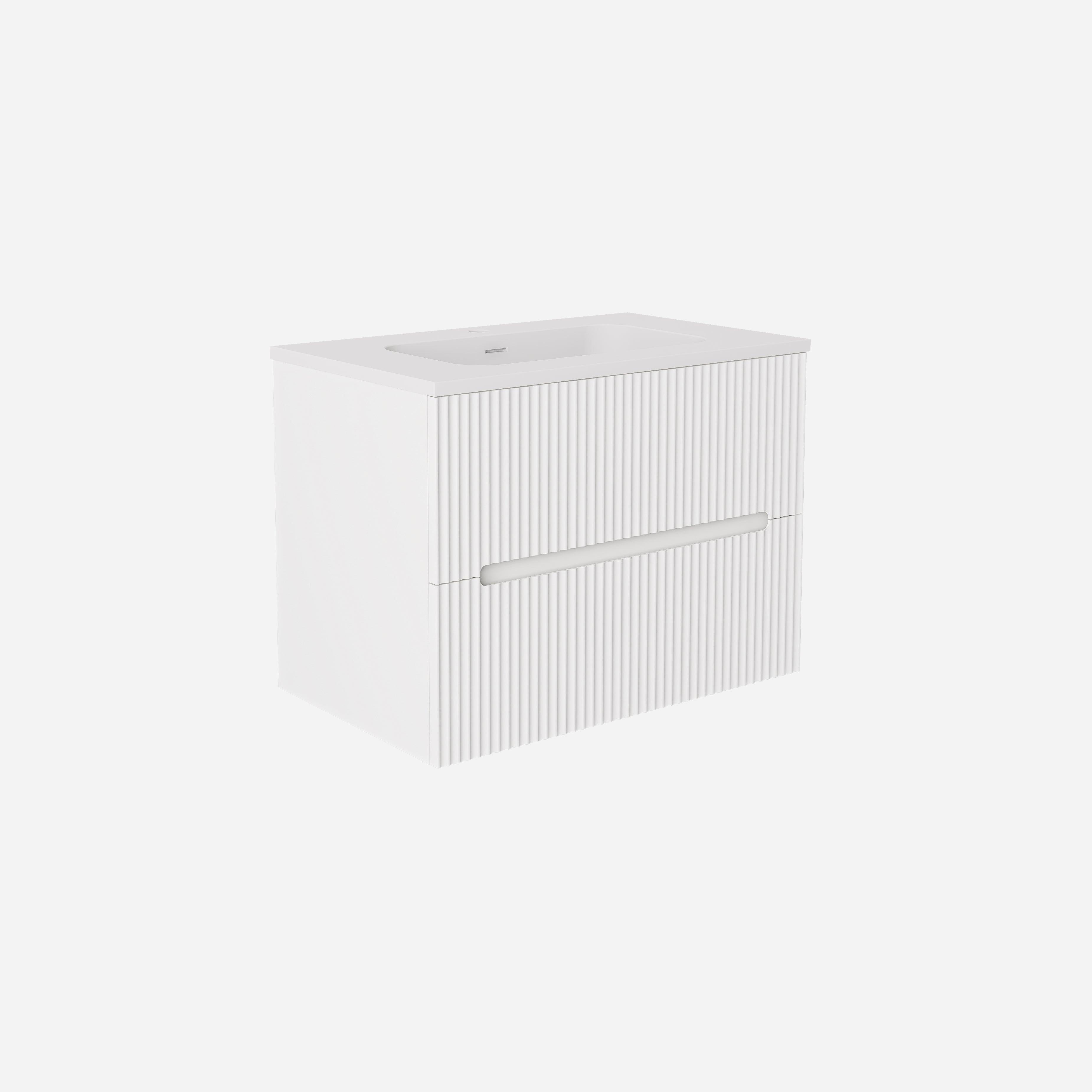 Cabarita Modern Fluted Wall Hung PVC Cabinet Matte White