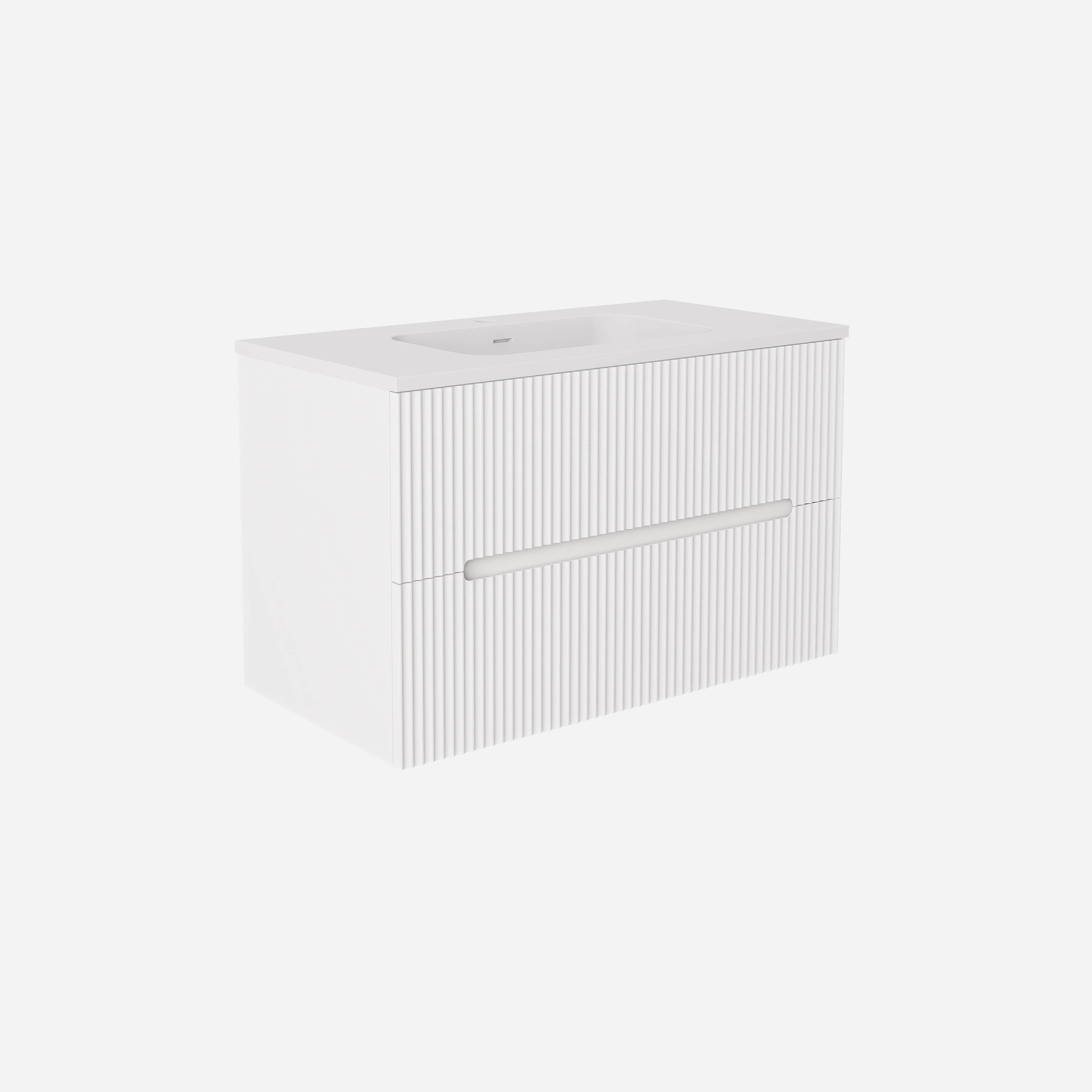 Cabarita Modern Fluted Wall Hung PVC Cabinet Matte White