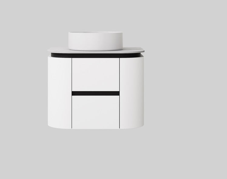 Devito Modern Curve Wall Hung Vanity PVC Cabinet Matte Black/White