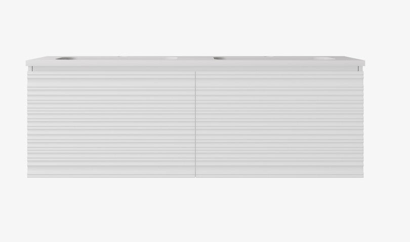 Sedona Fluted Wall Hung PVC Cabinet Matte White
