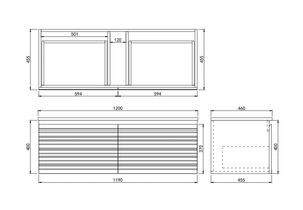 Sedona Fluted Wall Hung PVC Cabinet Matte White