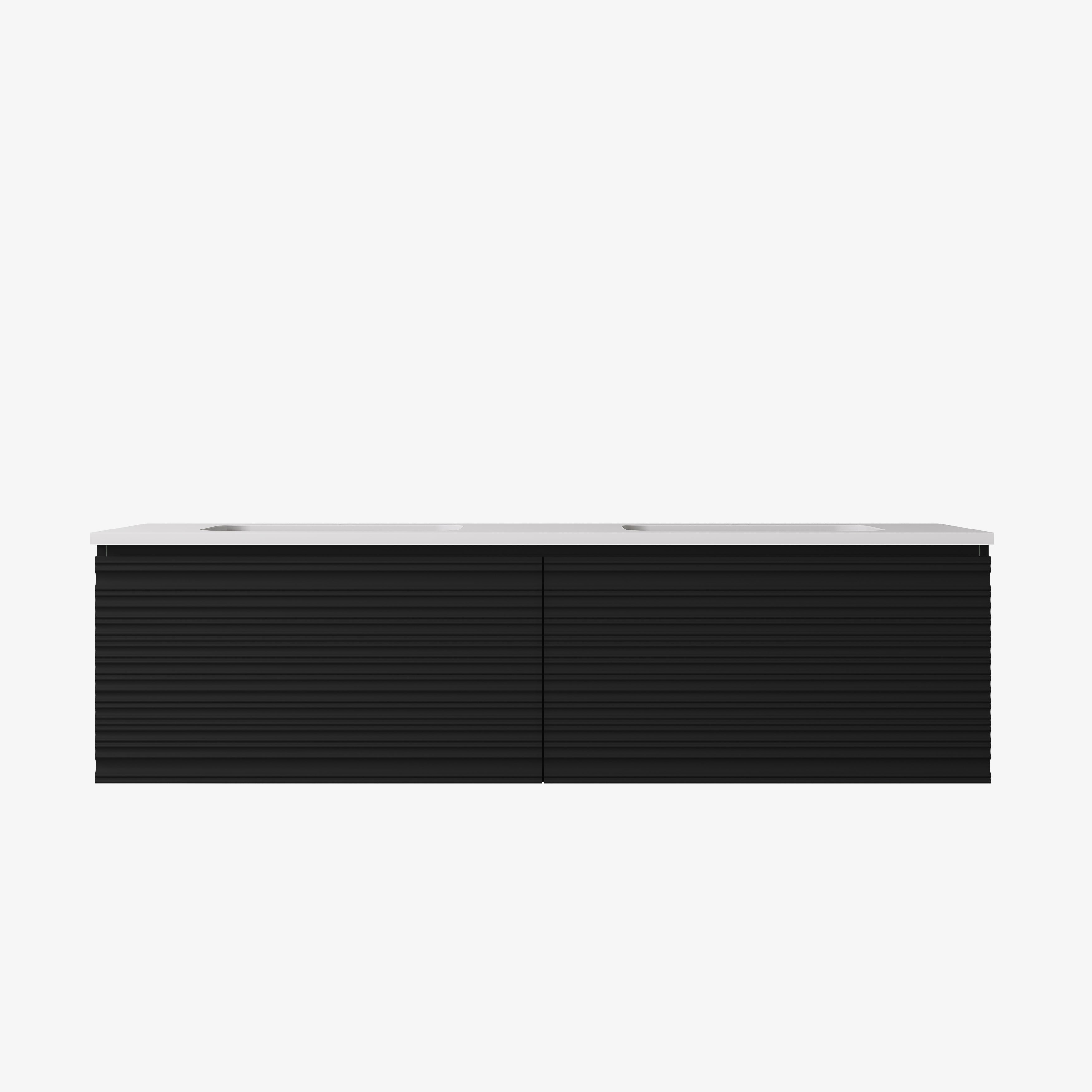 Sedona Fluted Wall Hung PVC Cabinet Matte Black