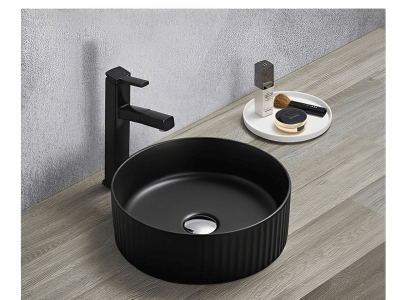 Olley Fluted Art Basin 400*400*125 Matte Black