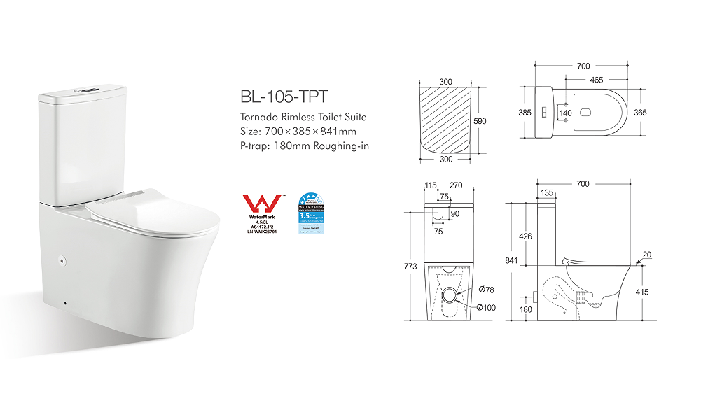 Orta Tornado Rimless Toilet Suite