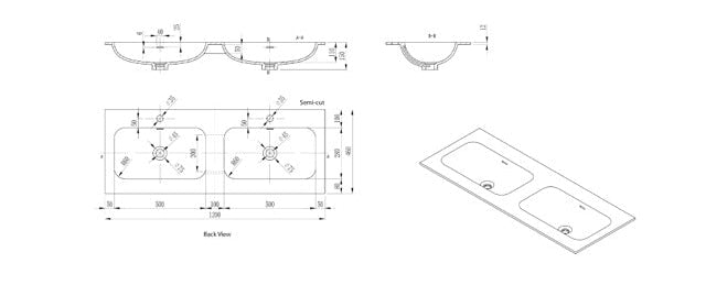 Solid Surface Stone with integrated Basin Matte Black