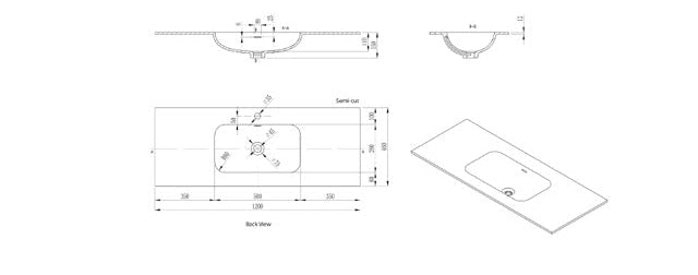 Solid Surface Stone with integrated Basin Matte Black