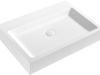 Crete Solid Surface Stone Wall Hung Basin 600x420x100 Matte White
