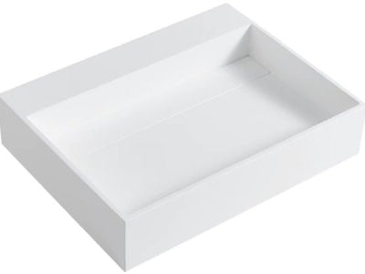 Crete Solid Surface Stone Wall Hung Basin 600x460x130 Matte White
