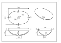 Kirra solid surface stone Above Counter Basin 580*380*140mm Matt White