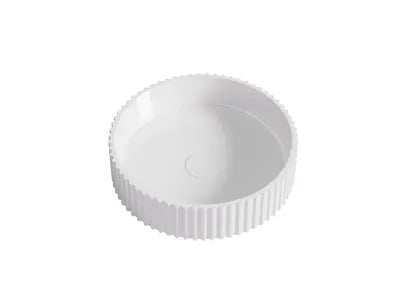 Olley Fluted Solid surface Above Counter Basin 400*400*120mm Gloss White