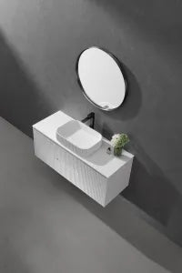 Japser Fluted Solid surface Above Counter Basin 500*350*120mm Matt White