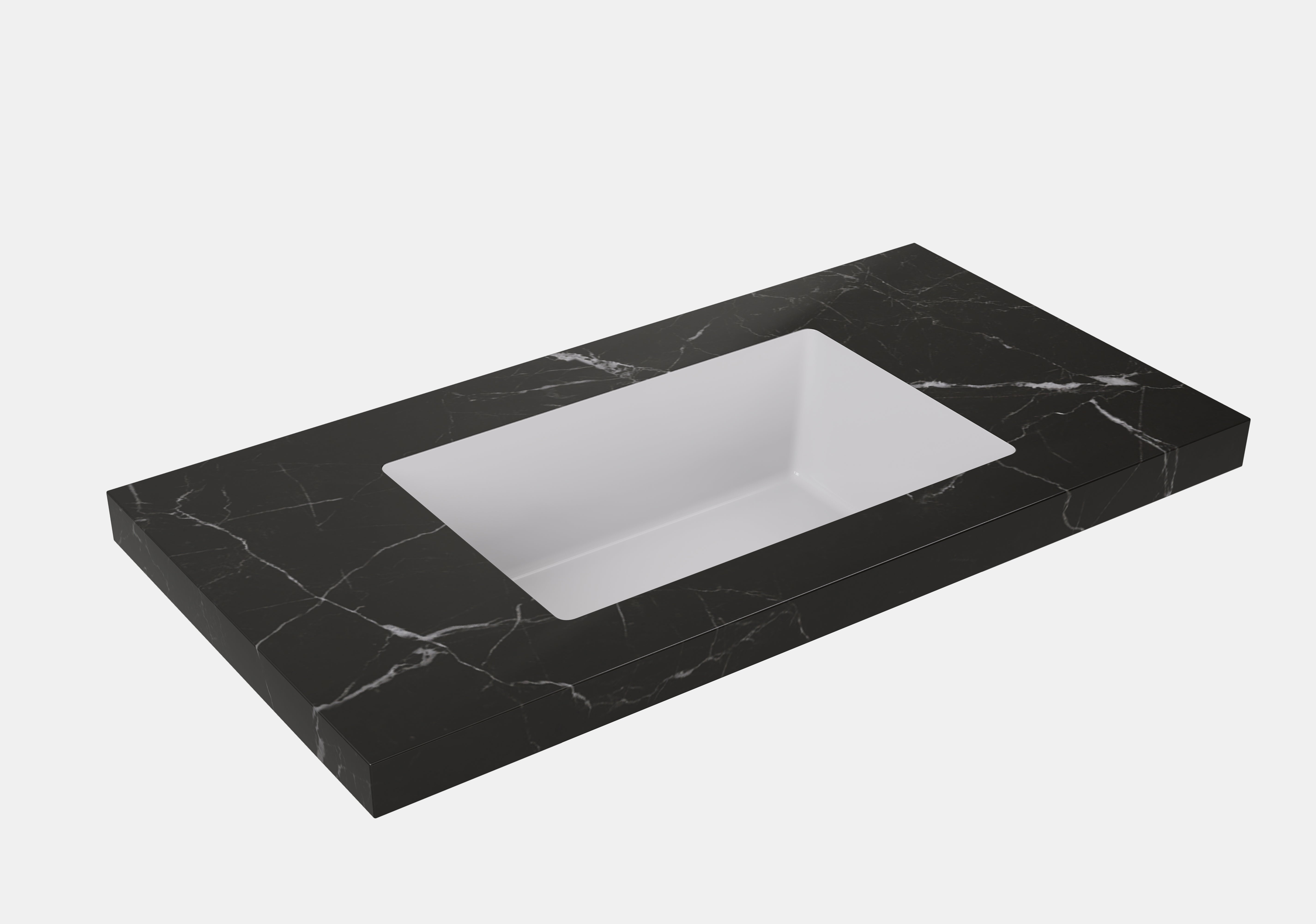 Calacatta Night Black Undermount Sintered Stone Top With Seamless Ceramic Basin Without Tap Hole
