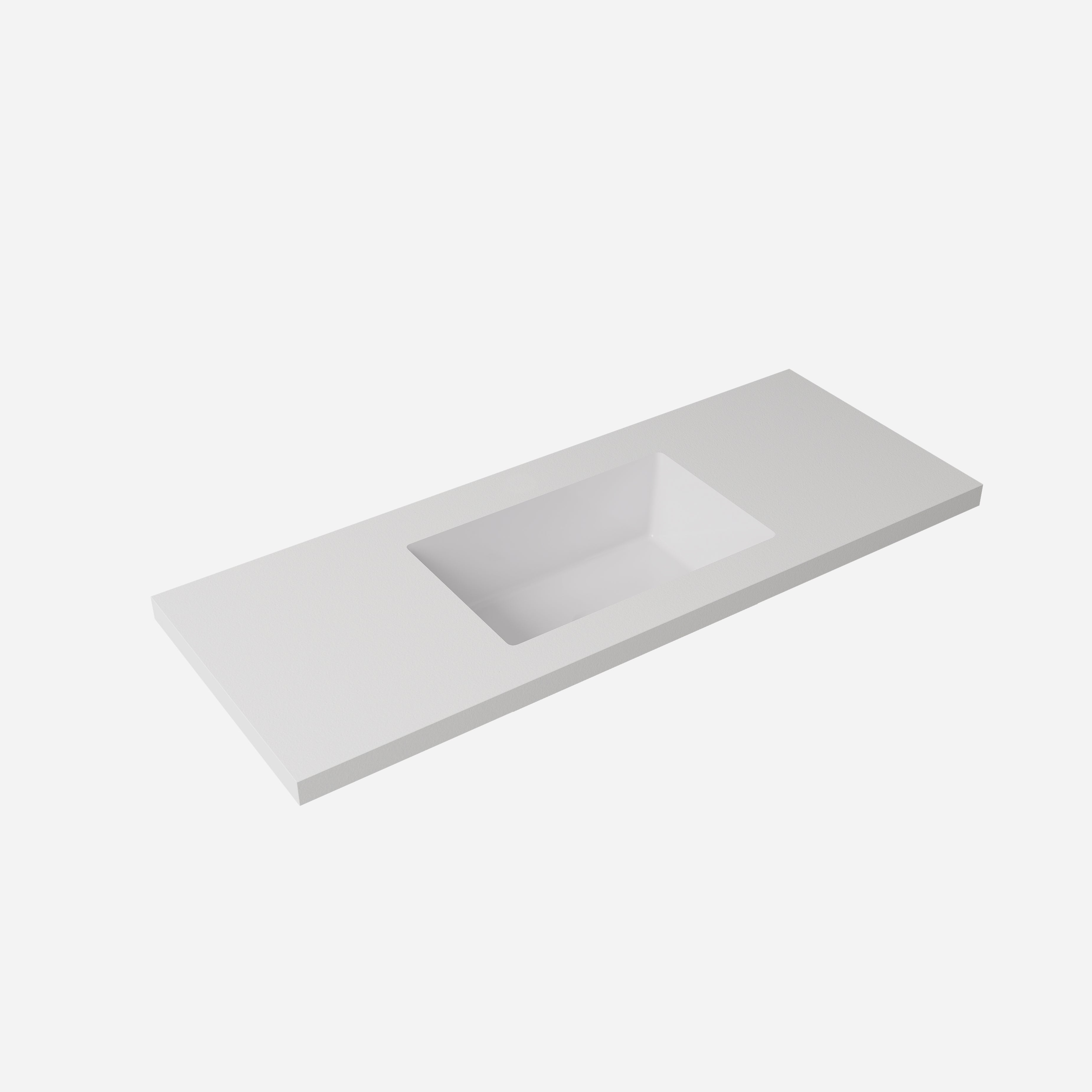 Plain White Undermount Sintered Stone Top With Seamless Ceramic Basin Without Tap Hole