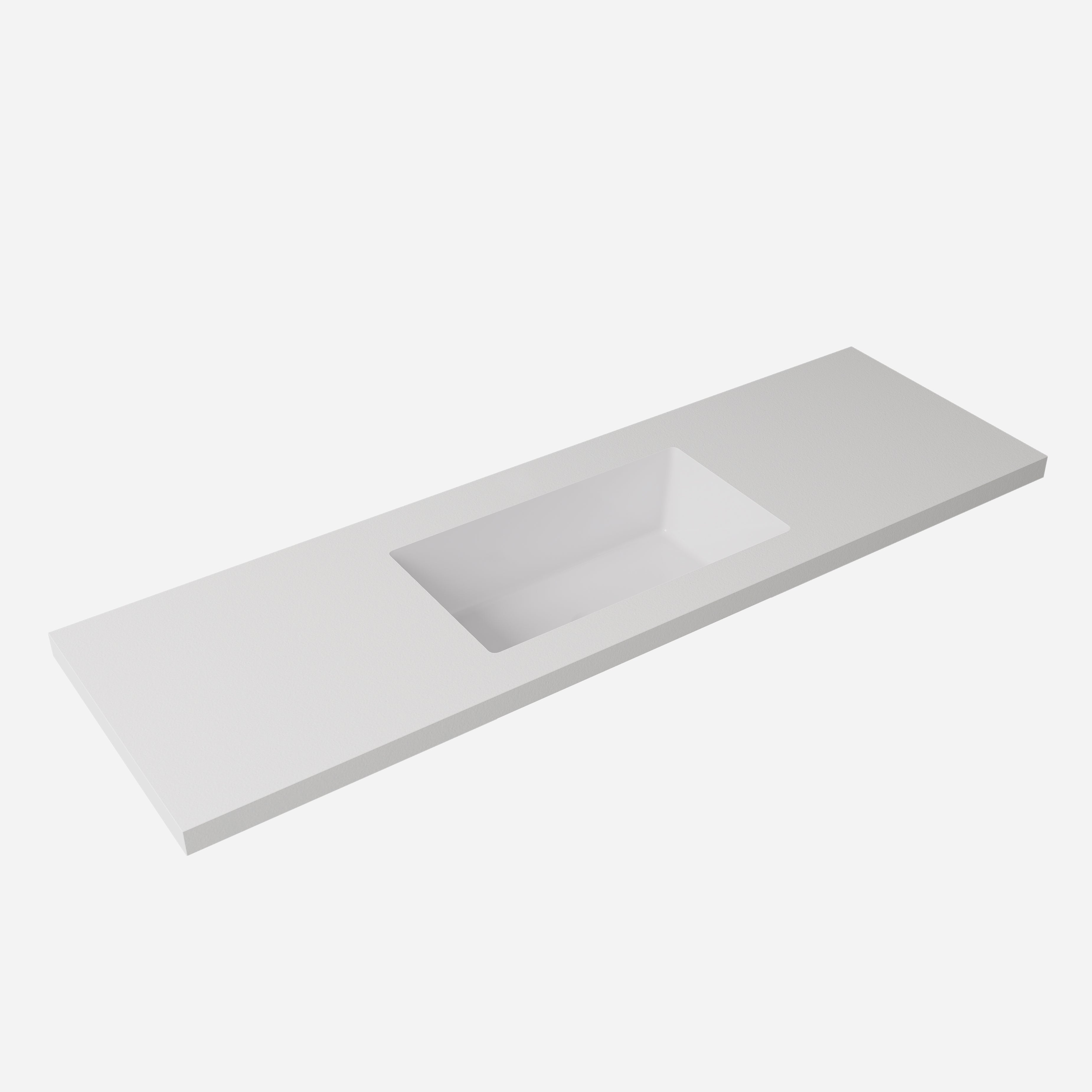 Plain White Undermount Sintered Stone Top With Seamless Ceramic Basin Without Tap Hole