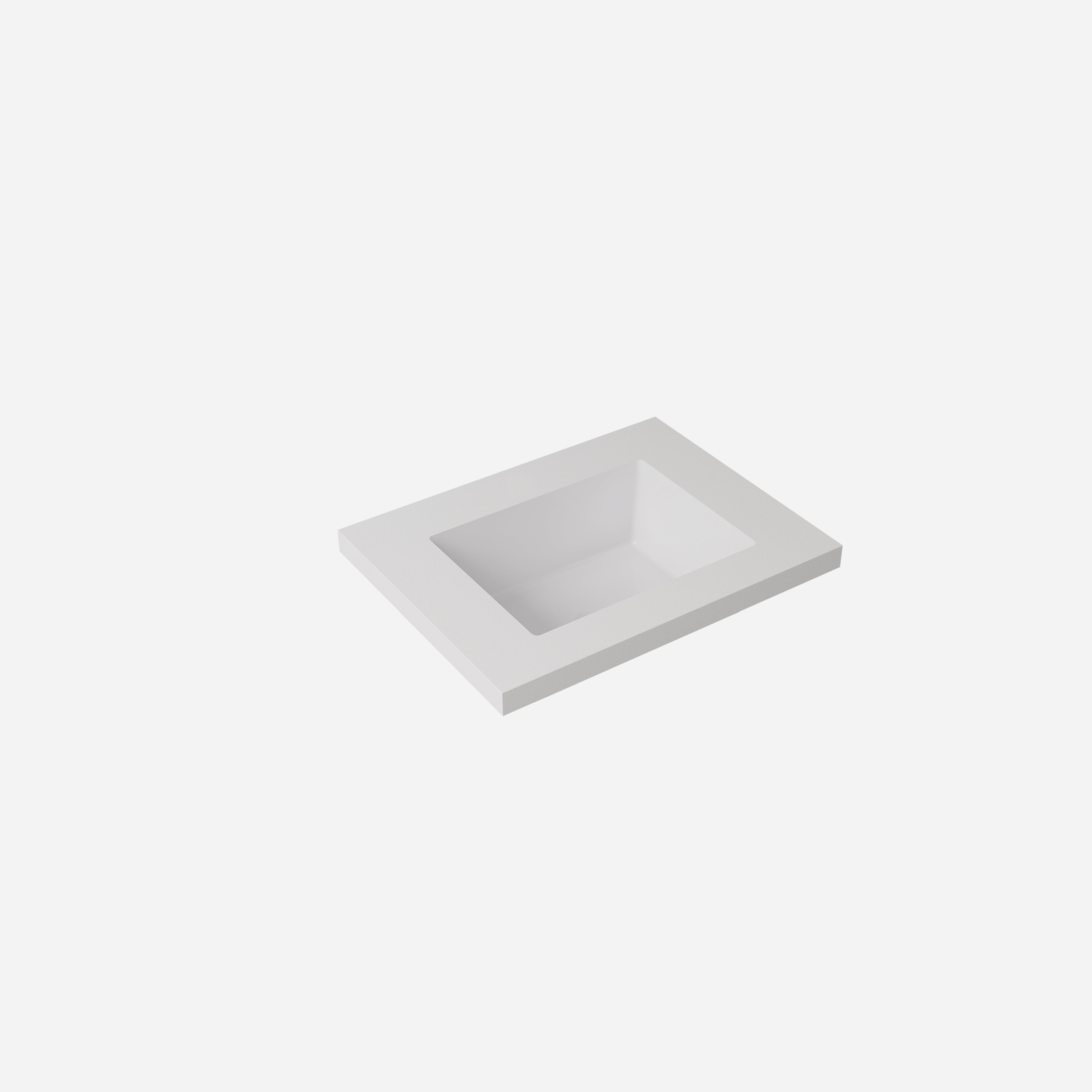 Plain White Undermount Sintered Stone Top With Seamless Ceramic Basin Without Tap Hole