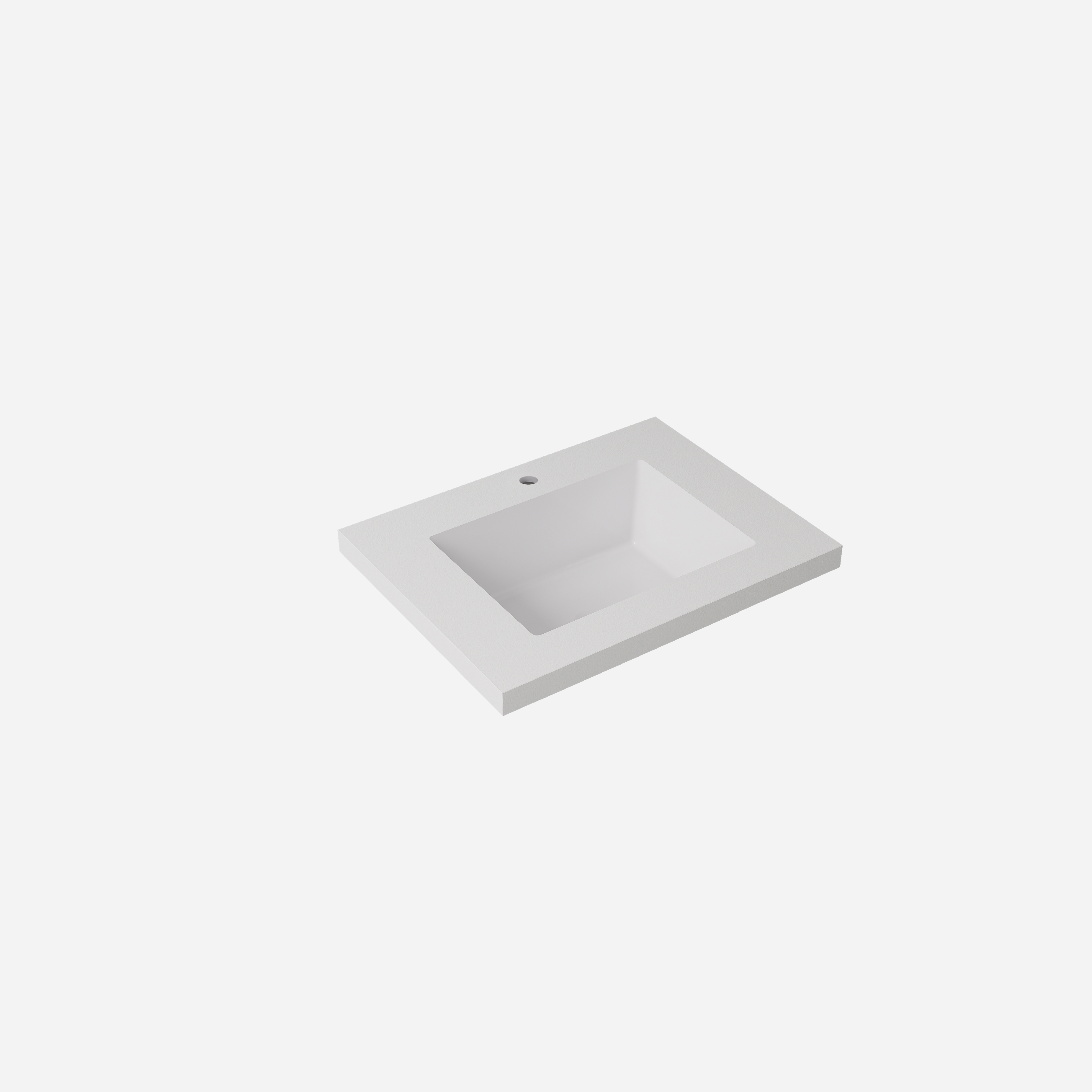 Plain White Undermount Sintered Stone Top With Seamless Ceramic Basin With Tap Hole