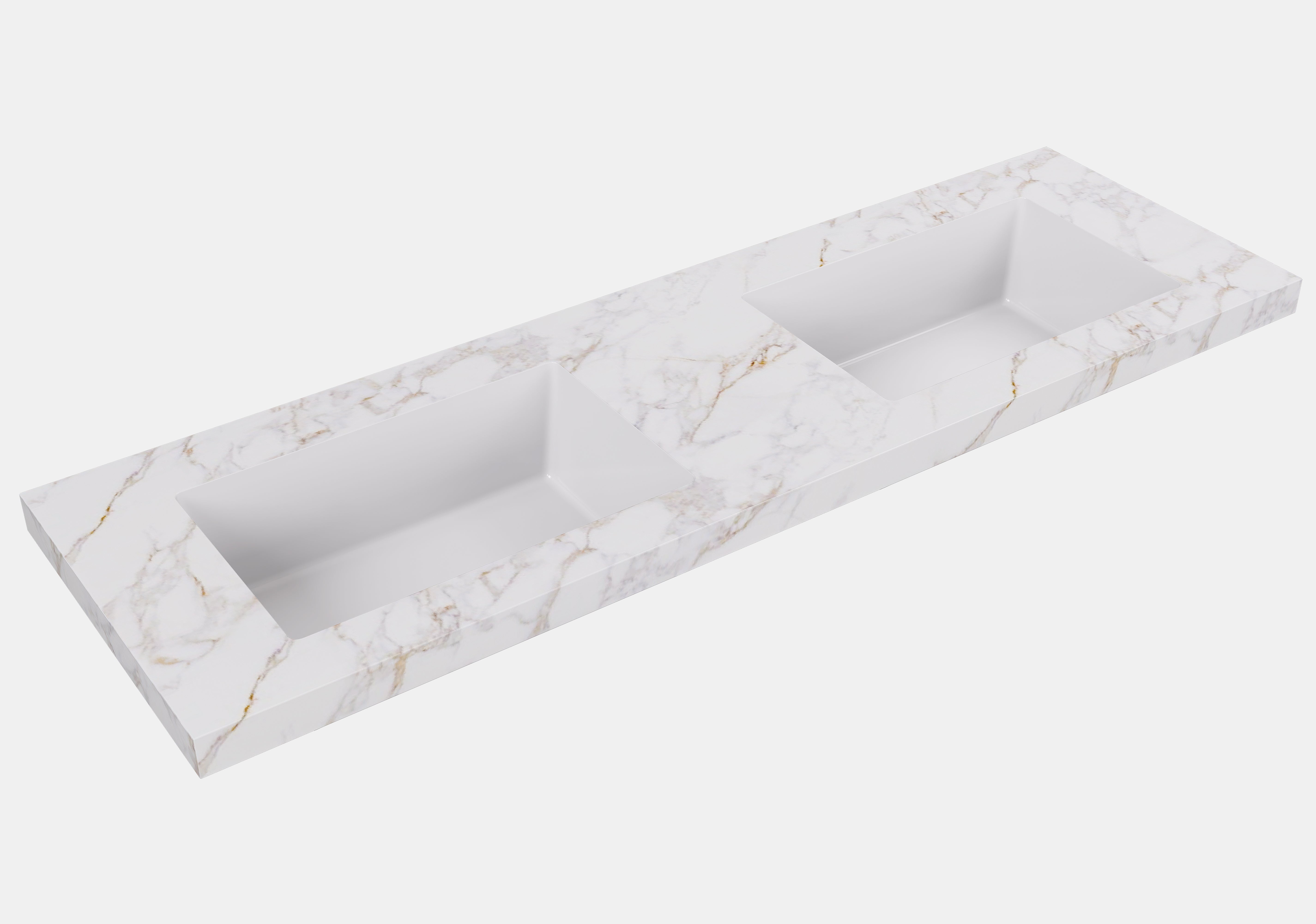 Carrara Gold Undermount Sintered Stone Top With Seamless Ceramic Basin Without Tap Hole
