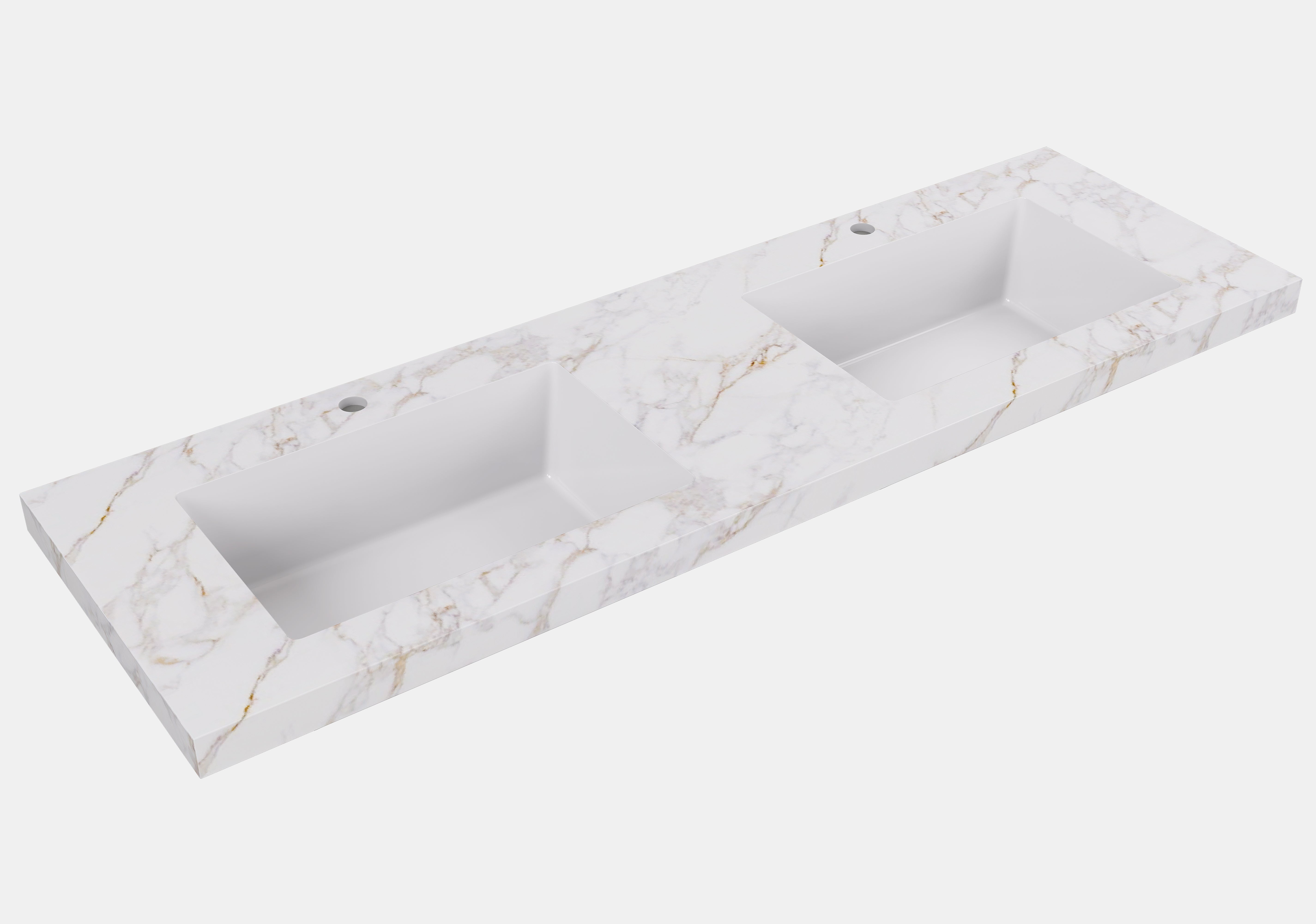 Carrara Gold Undermount Sintered Stone Top With Seamless Ceramic Basin With Tap Hole
