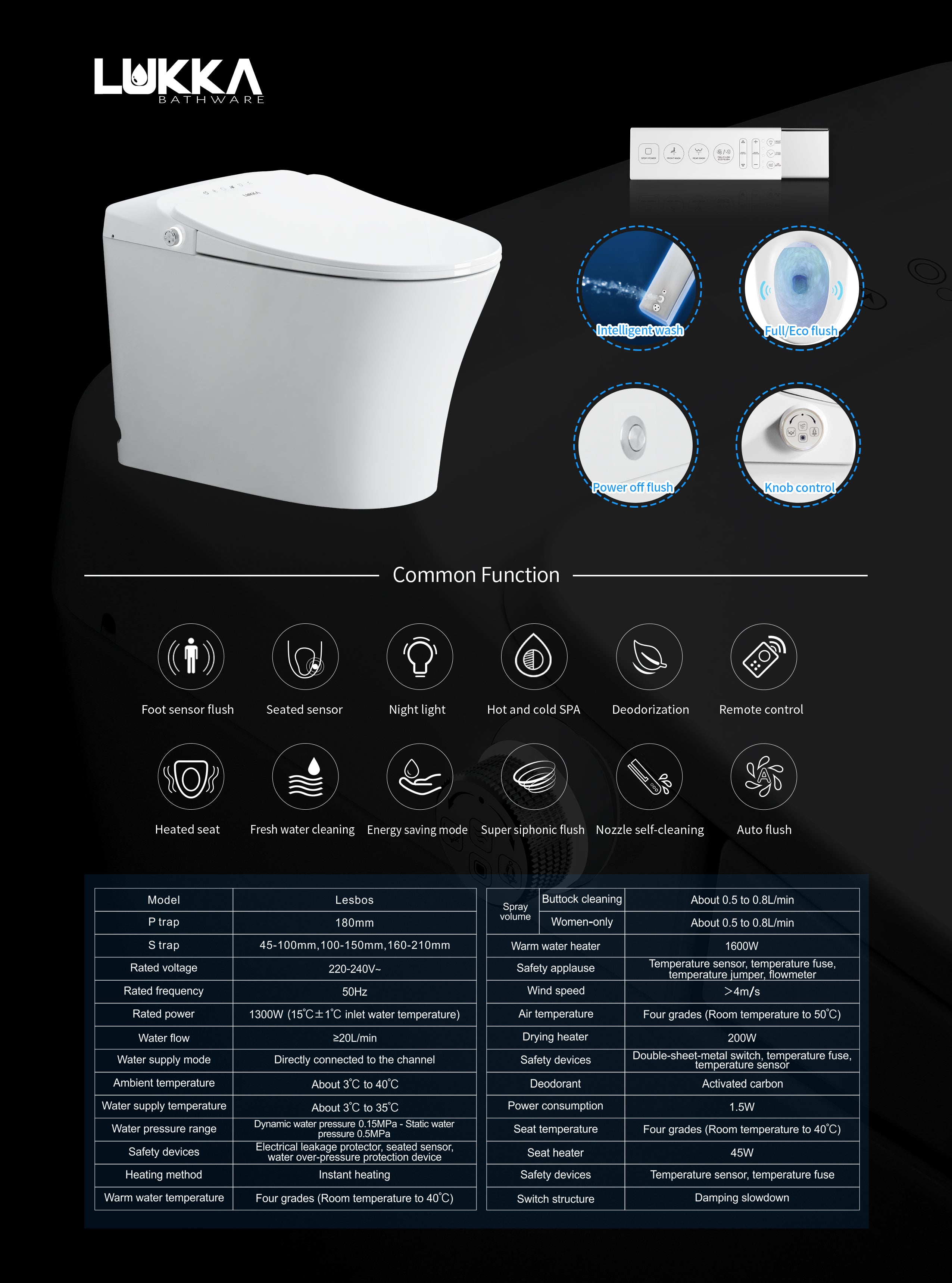 Lesbos Back to Wall Smart Toilet Suite