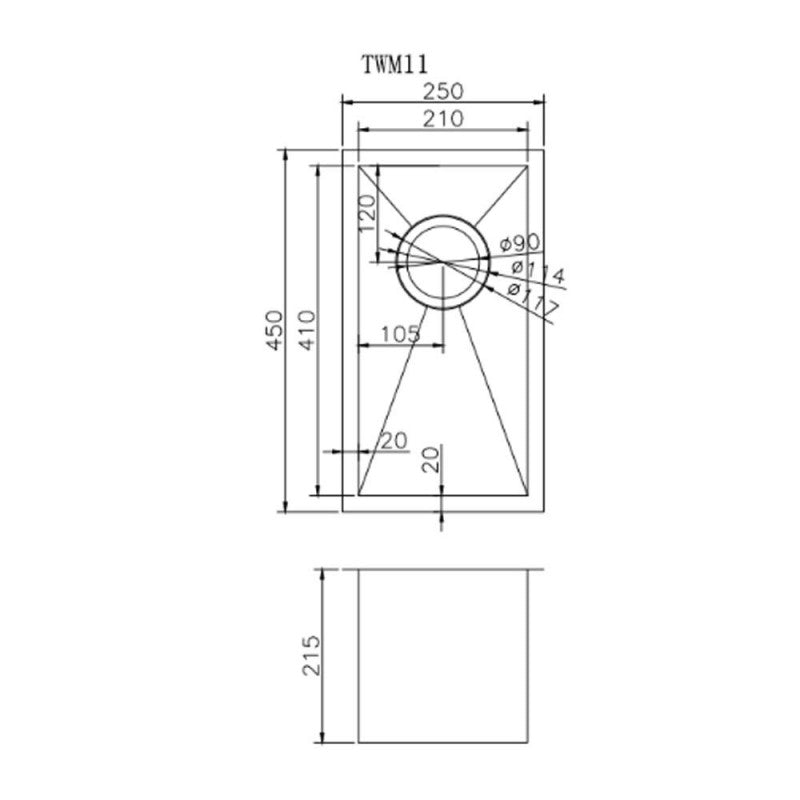 Round Corner Stainless Steel Gun Metal Grey PVD Coating Single Bowl Kitchen Sink(with Bottom Tray) 250*450*215mm
