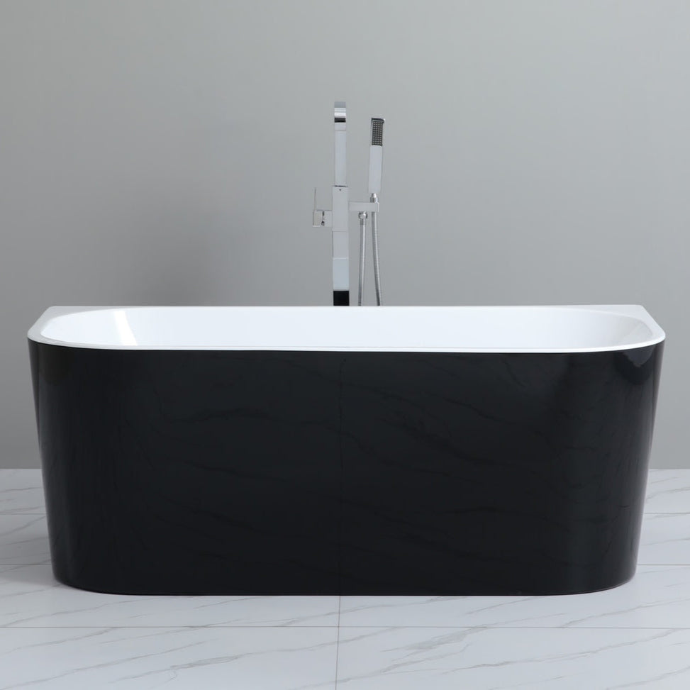 Elivia Back To Wall Freestanding Bathtub Matt Black and White(Available in 1400mm, 1500mm & 1700mm)