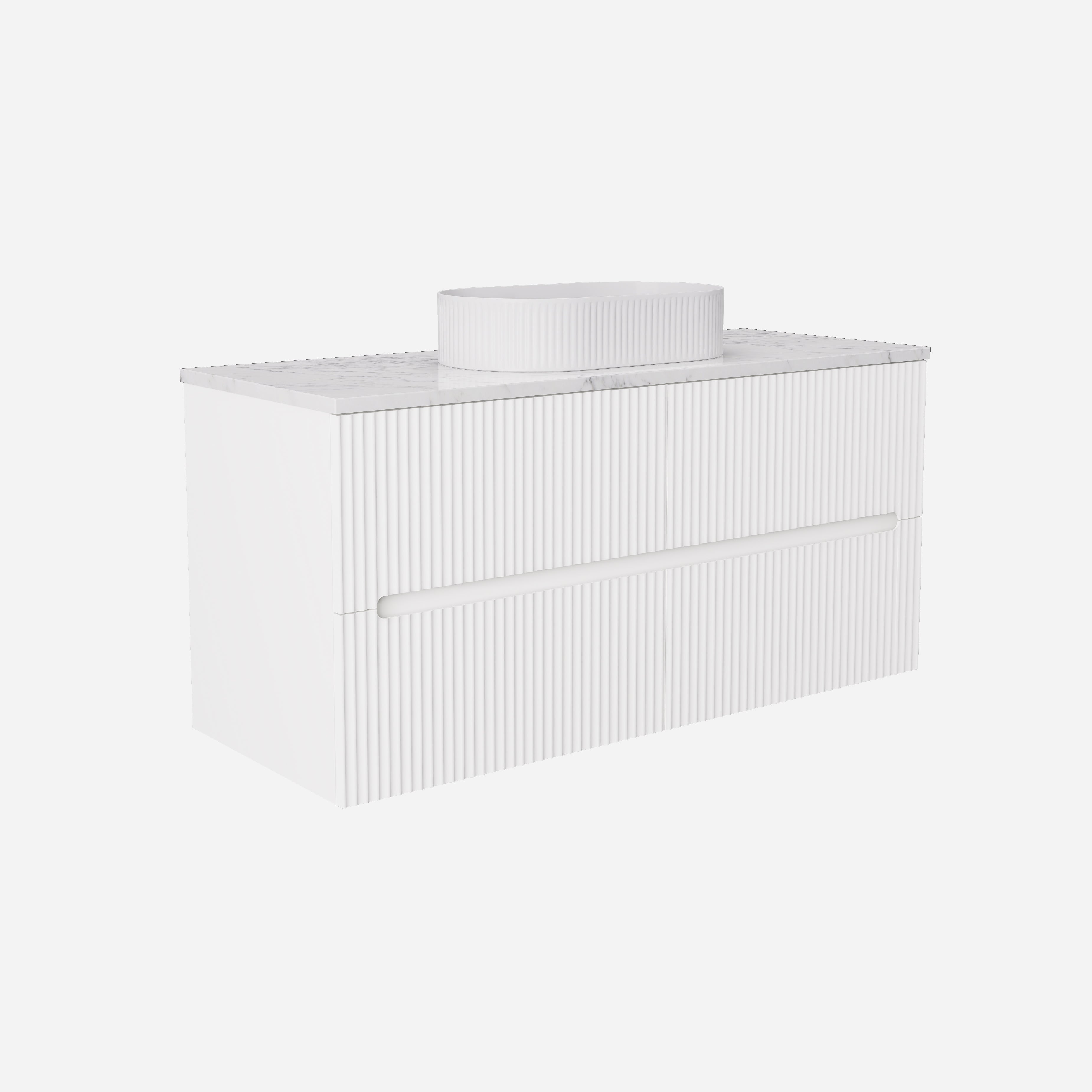 Cabarita Modern Fluted Wall Hung PVC Cabinet Matte White