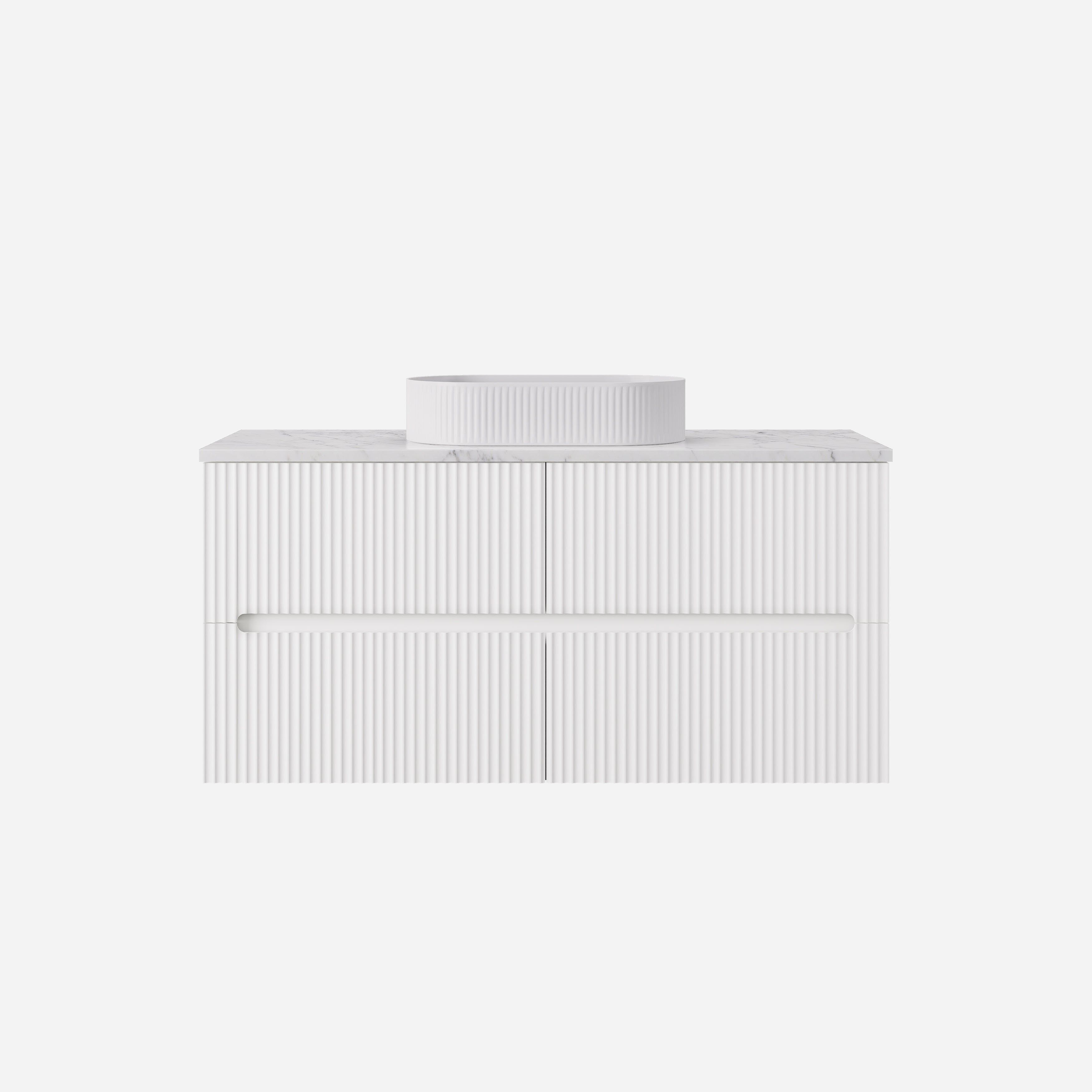 Cabarita Modern Fluted Wall Hung PVC Cabinet Matte White