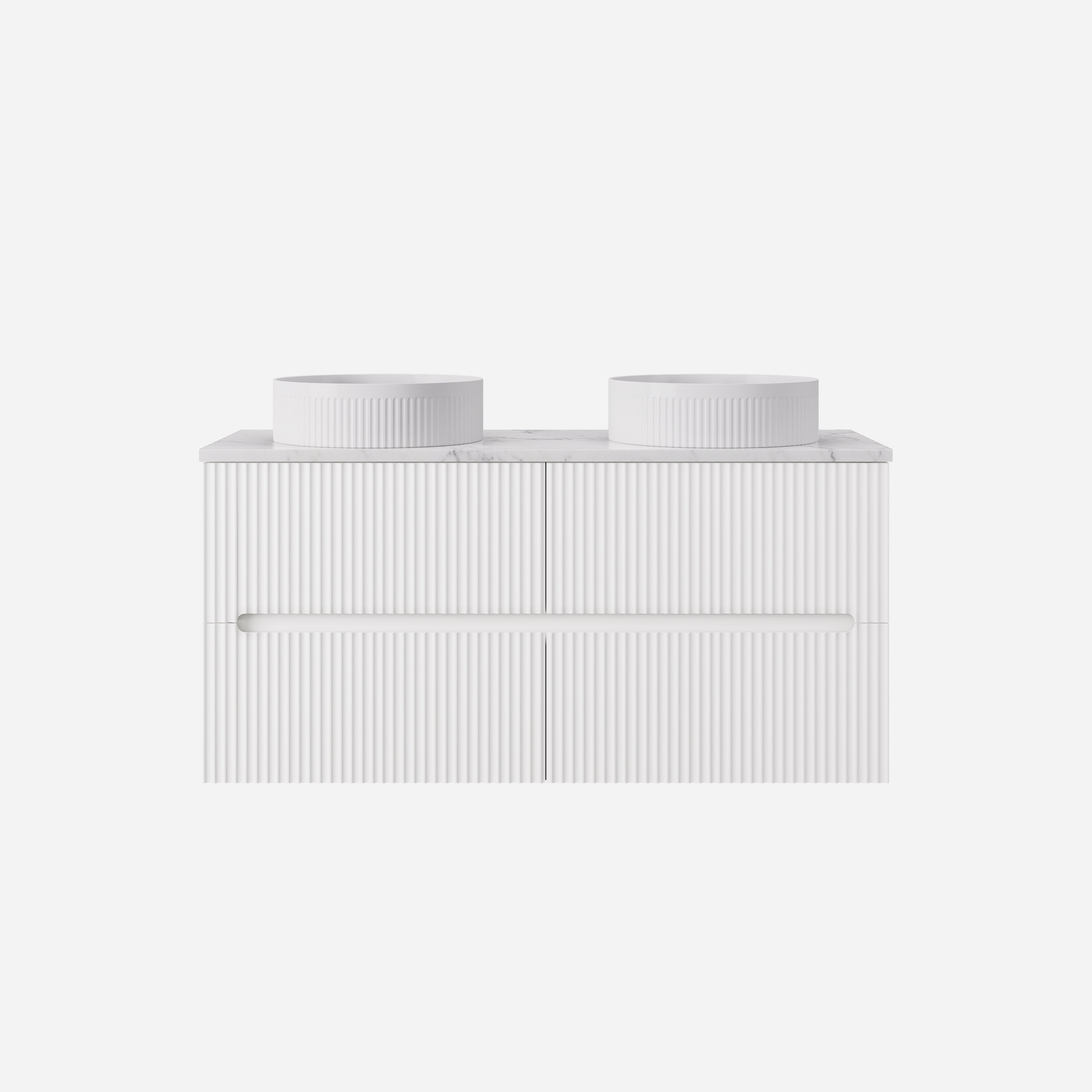 Cabarita Modern Fluted Wall Hung PVC Cabinet Matte White