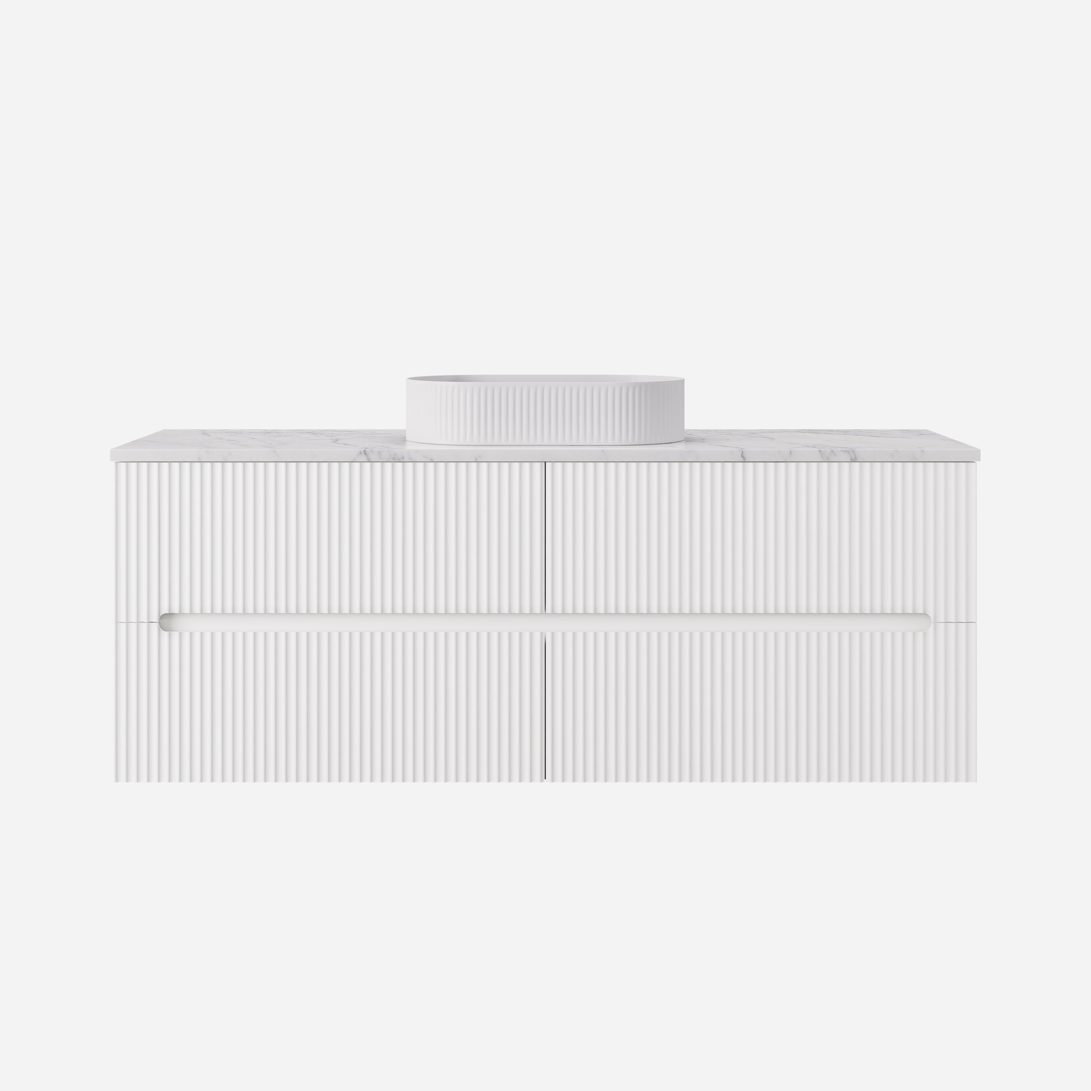 Cabarita Modern Fluted Wall Hung PVC Cabinet Matte White