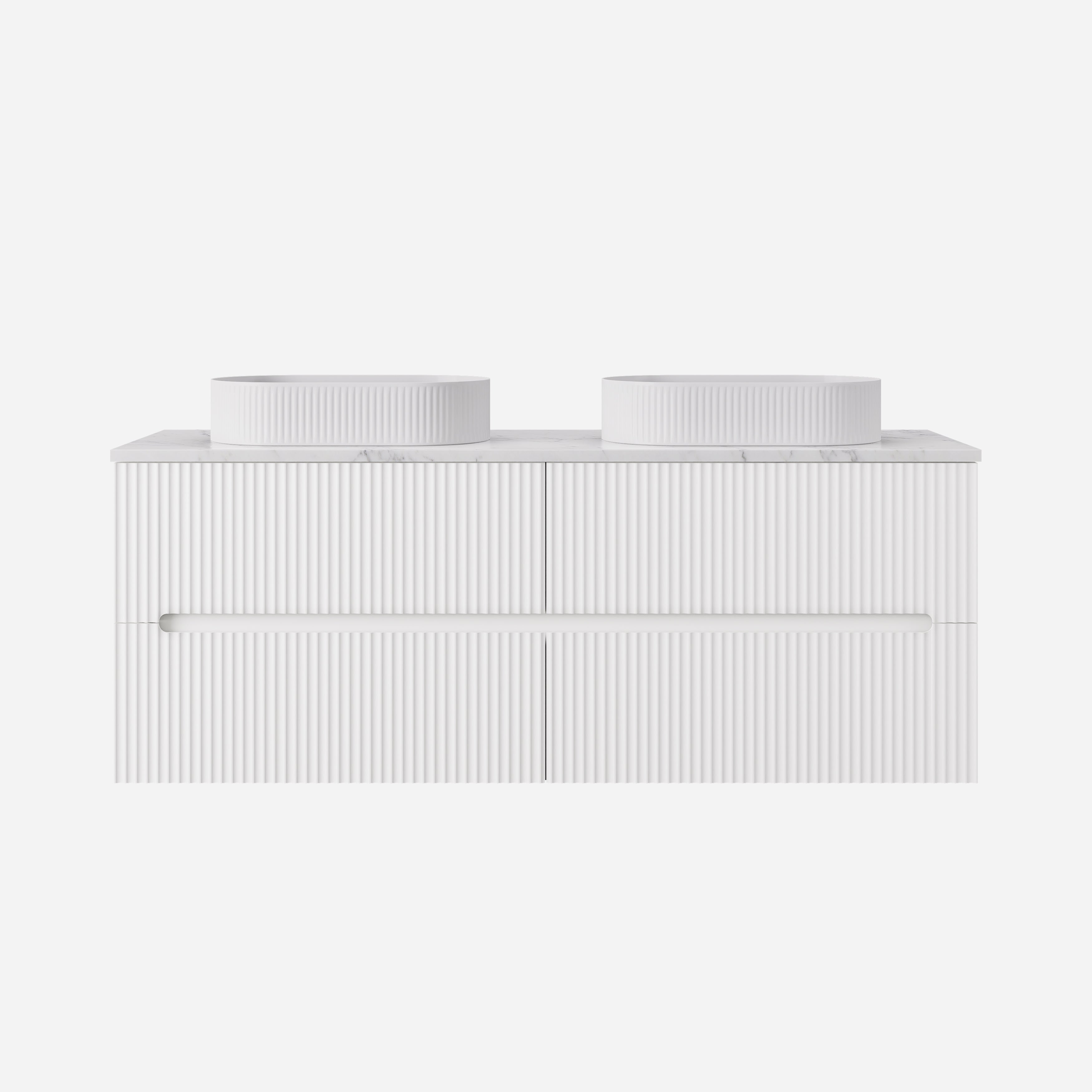 Cabarita Modern Fluted Wall Hung PVC Cabinet Matte White