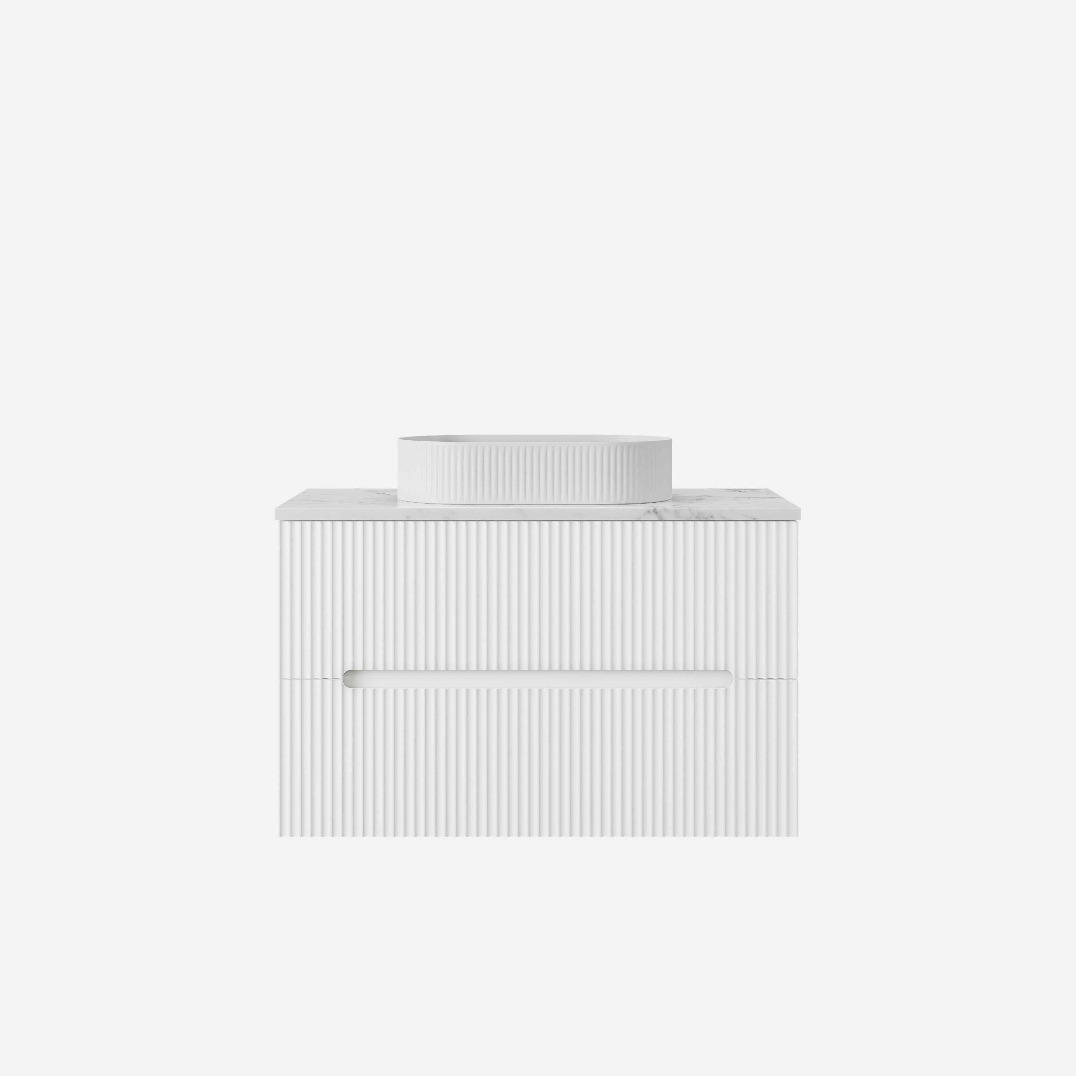Cabarita Modern Fluted Wall Hung PVC Cabinet Matte White