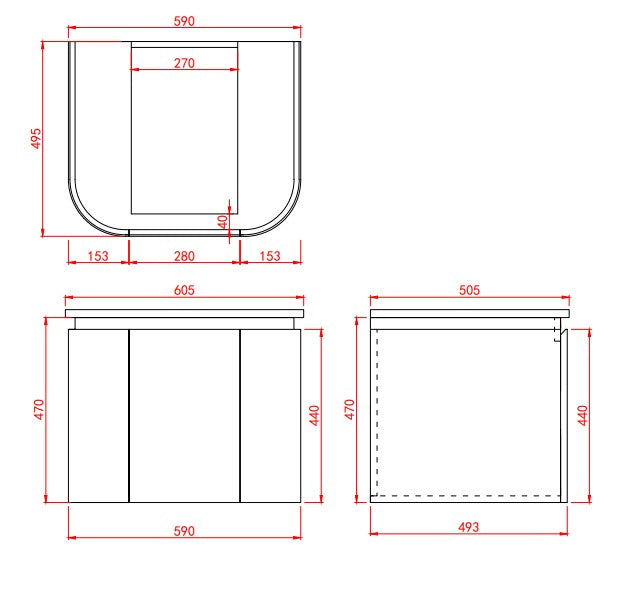 Devito Modern Curve Wall Hung Vanity PVC Cabinet Matte Black/White
