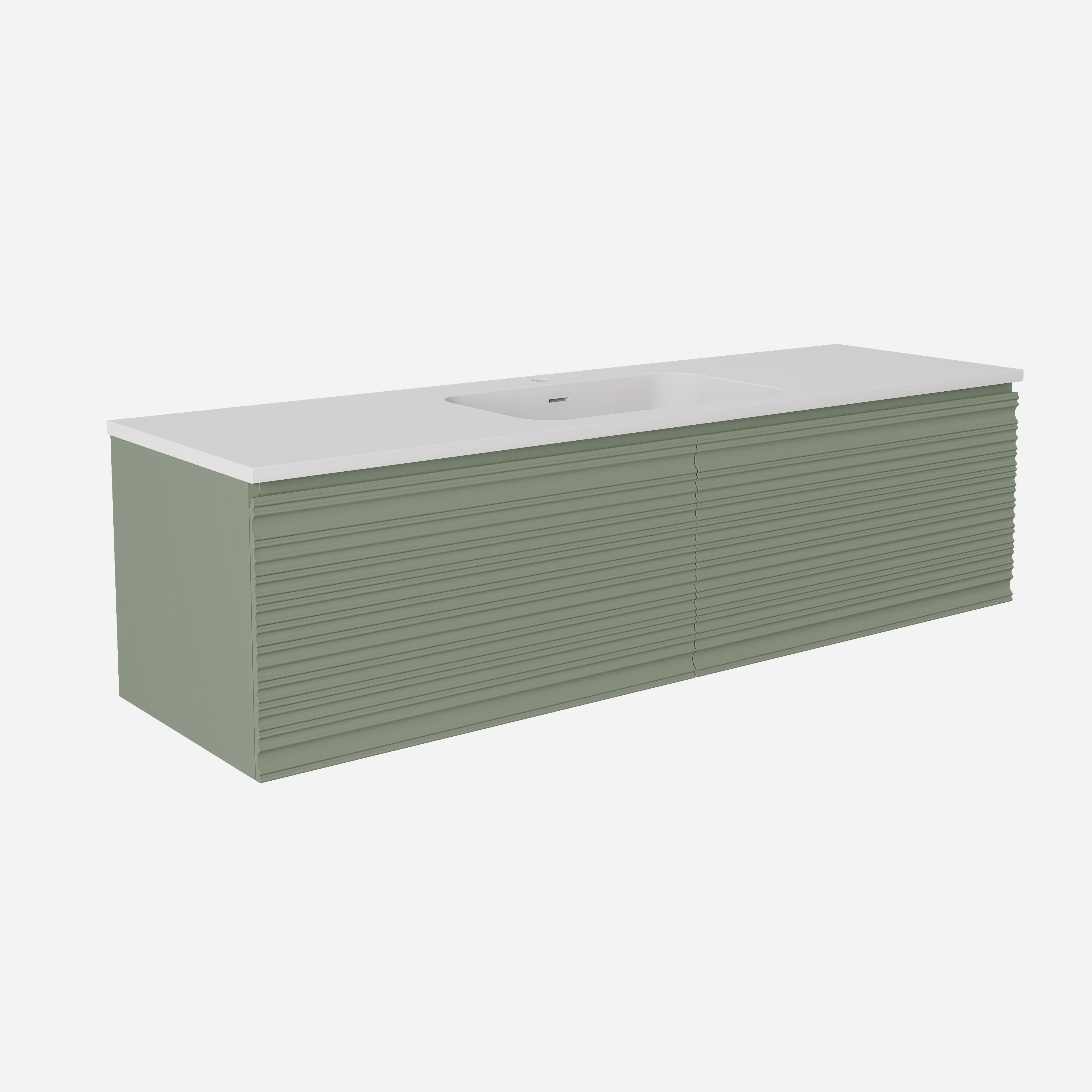 Sedona Fluted Wall Hung PVC Cabinet Matte Olive Green