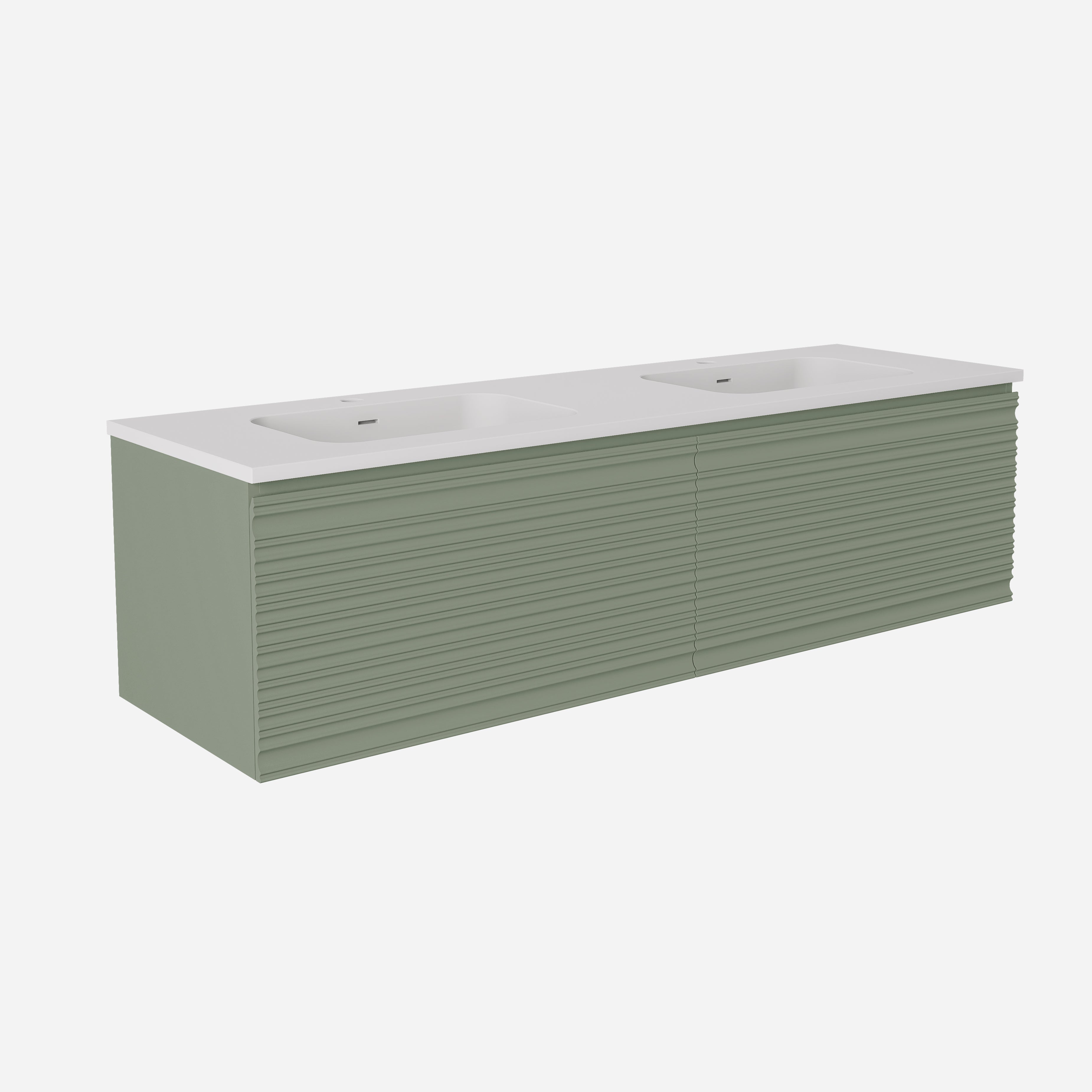 Sedona Fluted Wall Hung PVC Cabinet Matte Olive Green