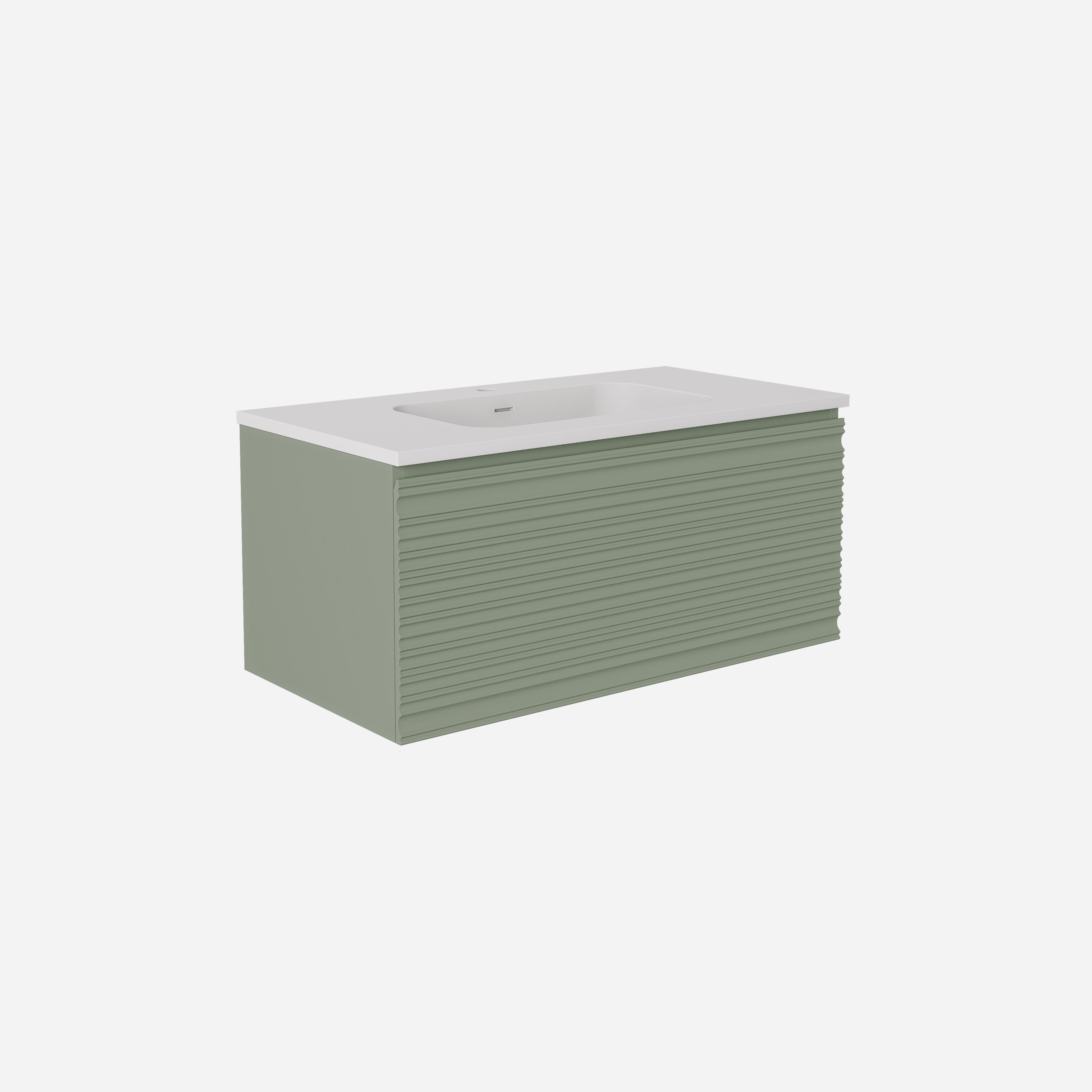 Sedona Fluted Wall Hung PVC Cabinet Matte Olive Green