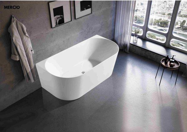 Musen 1400mm Back-to-Wall Gloss White Bathtub - Living and Bathroom