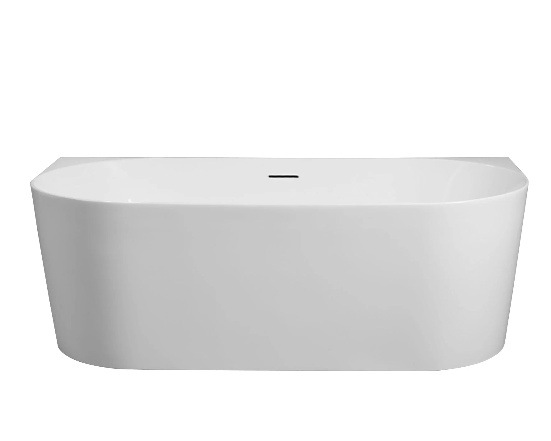 Musen Ultra Thin Back-to-Wall Freestanding Bathtub - Gloss White