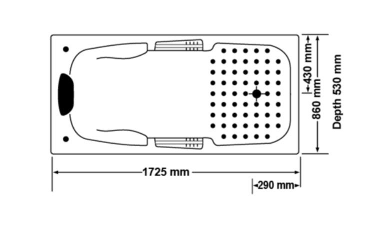 Marchena 1725*860*530mm White Acrylic 7/12 Jets drop in Rectangle Spa Bath Tub - Living and Bathroom