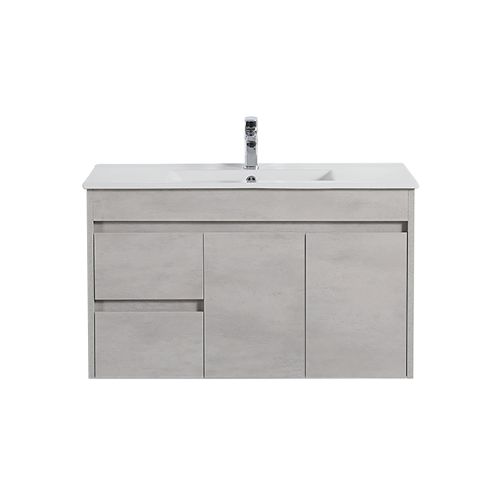 Nova Plywood Wall Hung Bathroom Vanity Concrete Grey