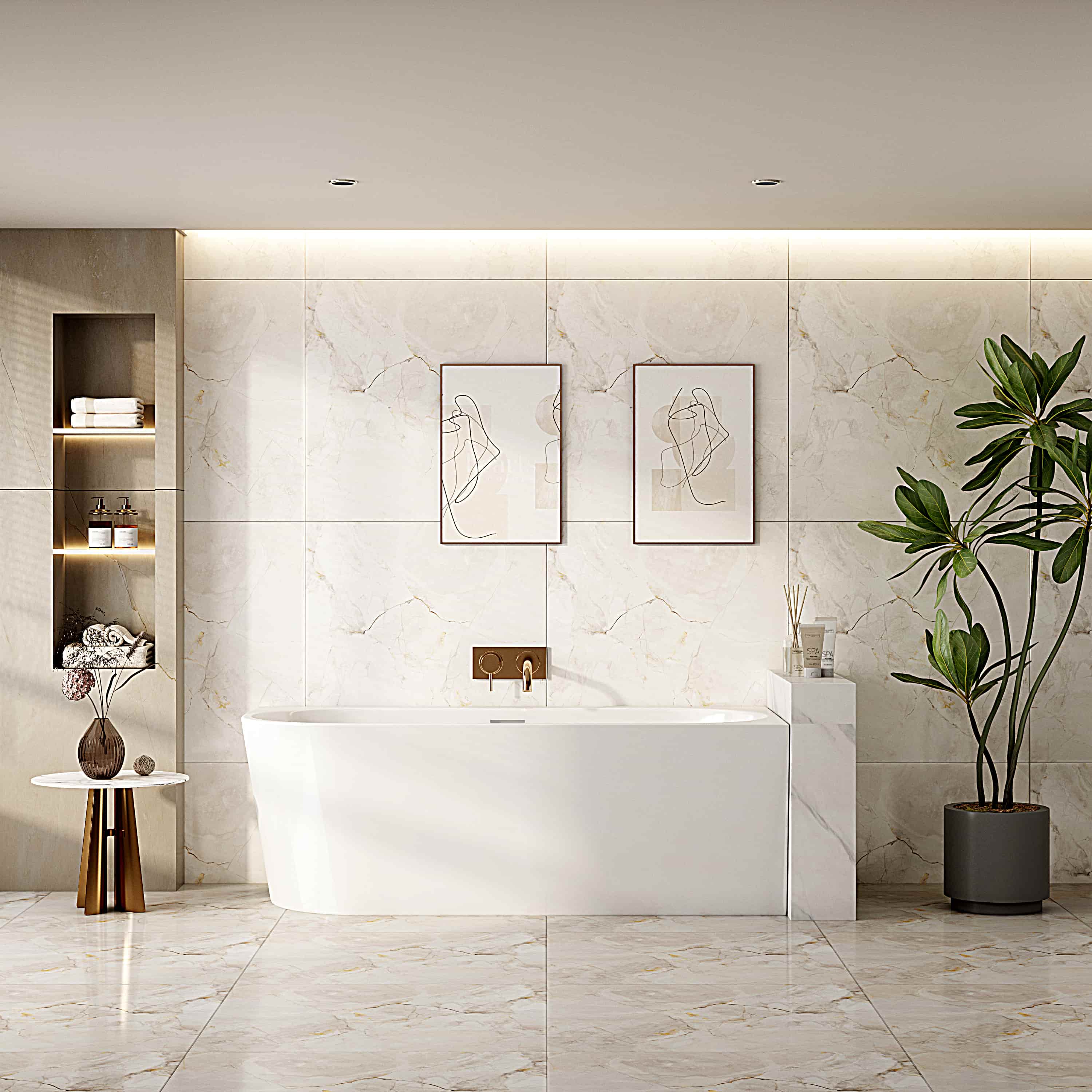 Nova 1700mm Right-Hand Corner Gloss White Bathtub