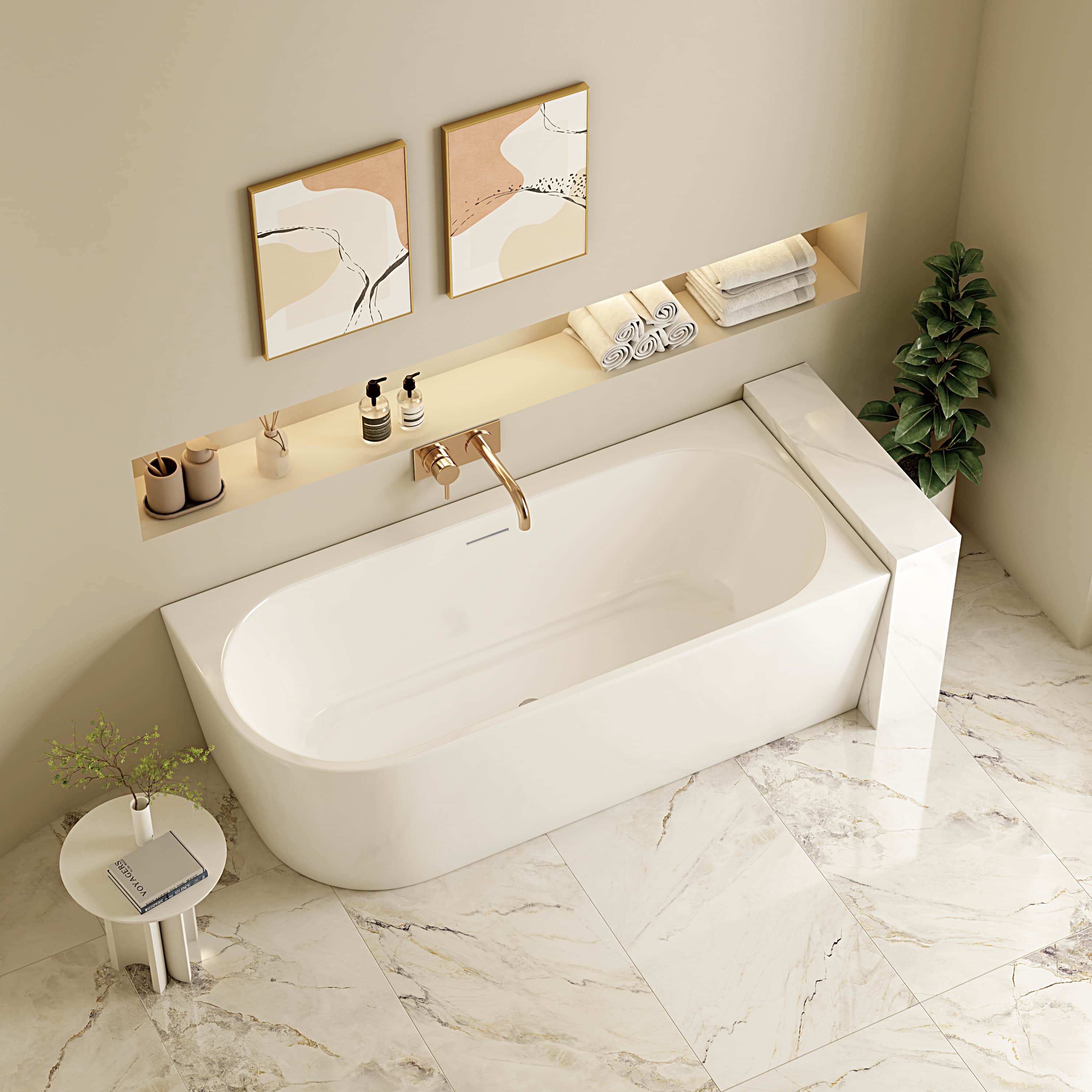 Nova 1700mm Right-Hand Corner Gloss White Bathtub