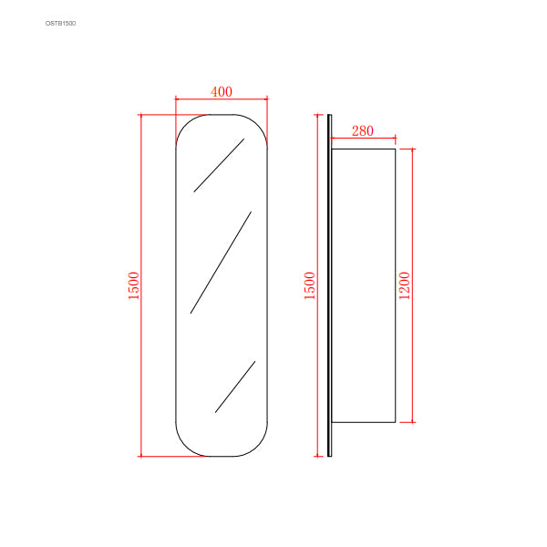 Olivia Mirrored 400*1500*300mm Tallboy