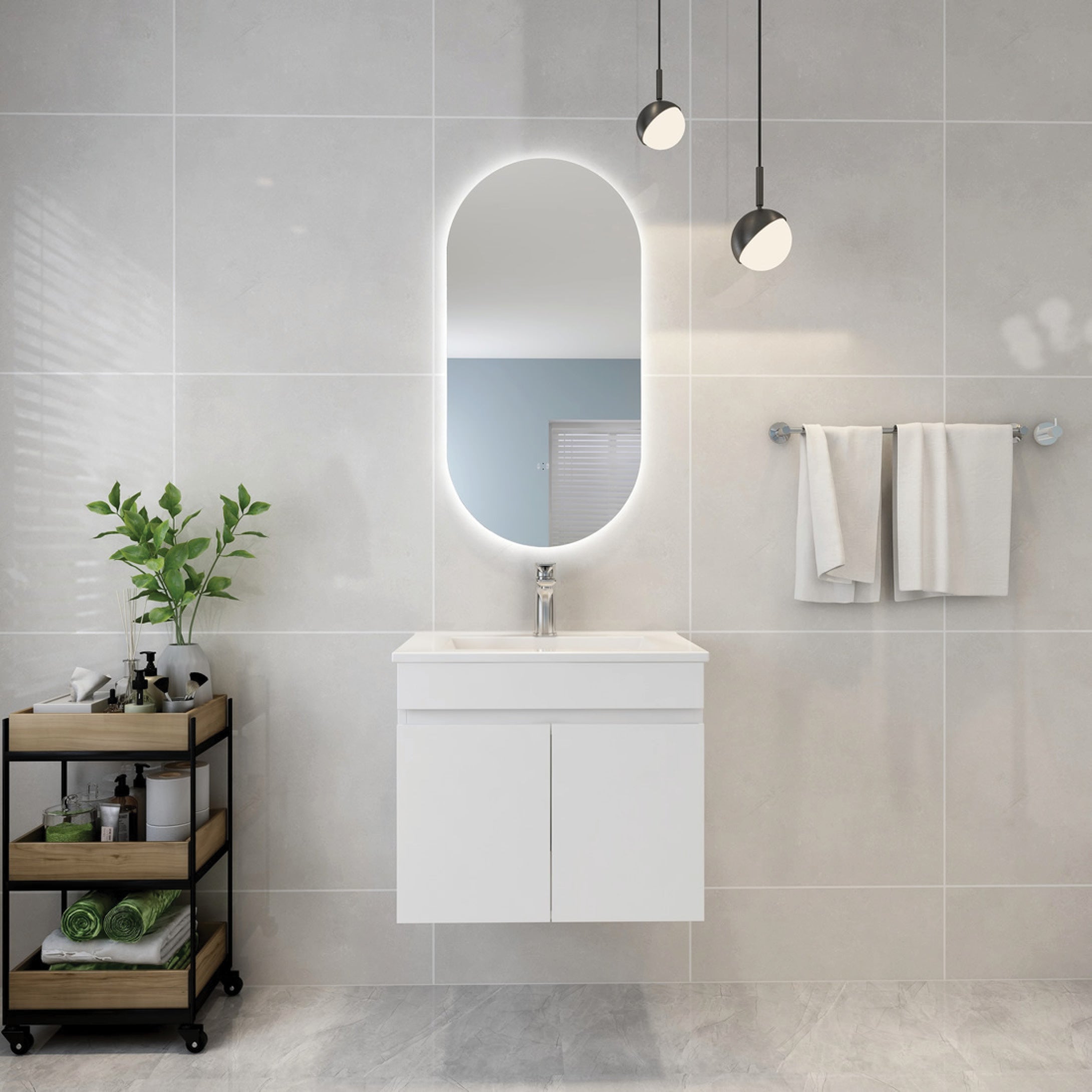 Olivia 450mm Oval Frameless Backlit LED Mirror