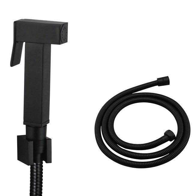 Square Black Brass Toilet Bidet Spray Kit with Stainless Steel Hose - Living and Bathroom