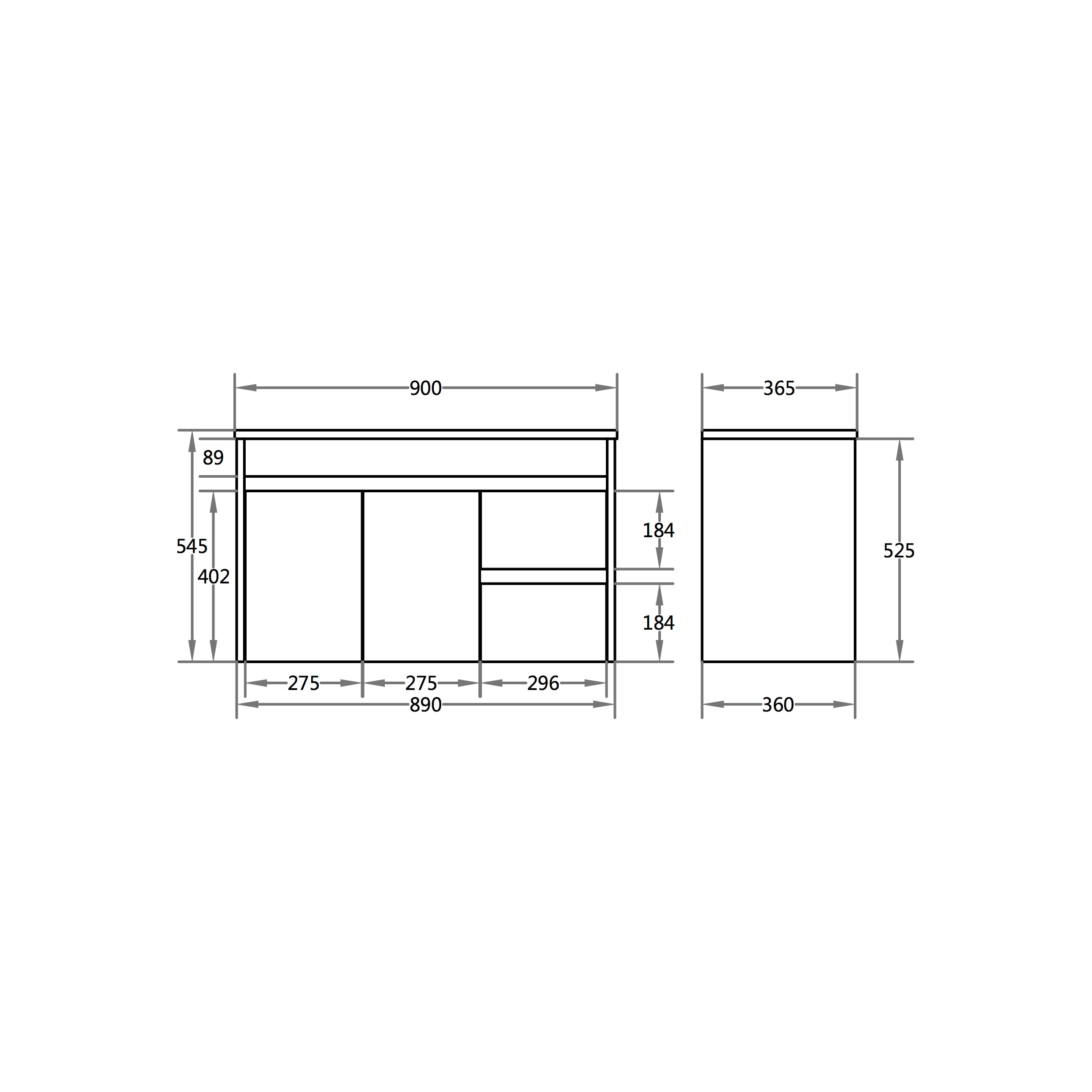 Polar Slimline PVC Waterpoof Wall Hung Bathroom Vanity White