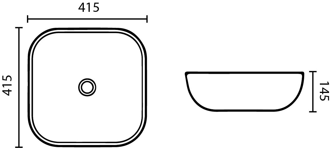 Gloss White Fine Above Ceramic Basin 415*415*135mm