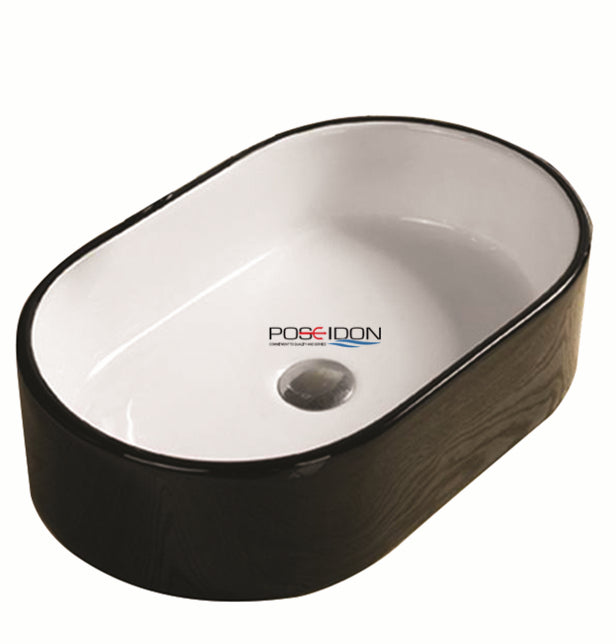 Gloss Black and White Above Counter Art Basin 550*350*140mm