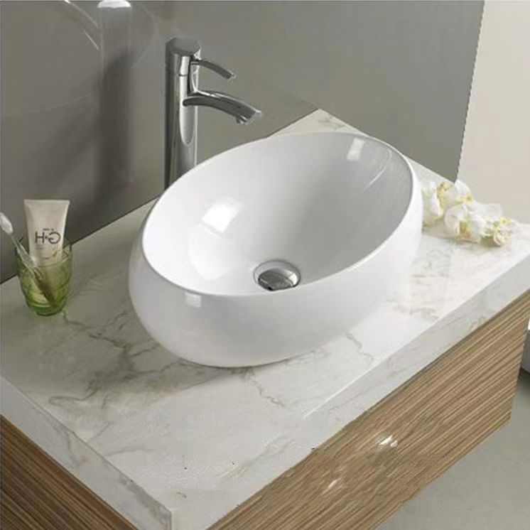 Gloss White Fine Ceramic Above Counter Basin  600 x 400 x 150 mm